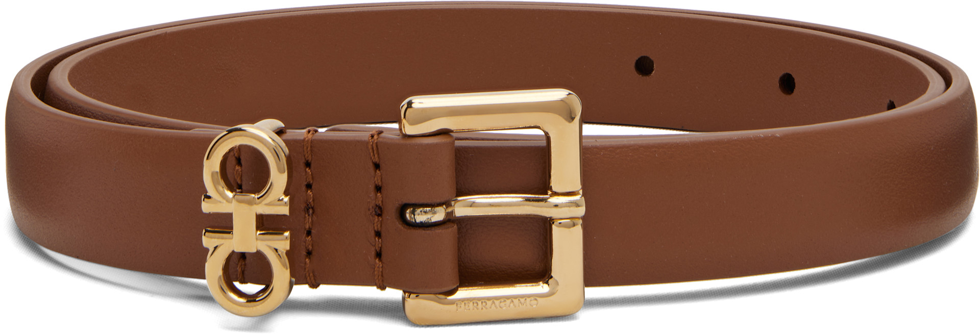 Salvatore Ferragamo Gancini Embossed Leather Belt Tan Size Medium Excellent Reversible Gancini belt - Women | Ferragamo main image 2