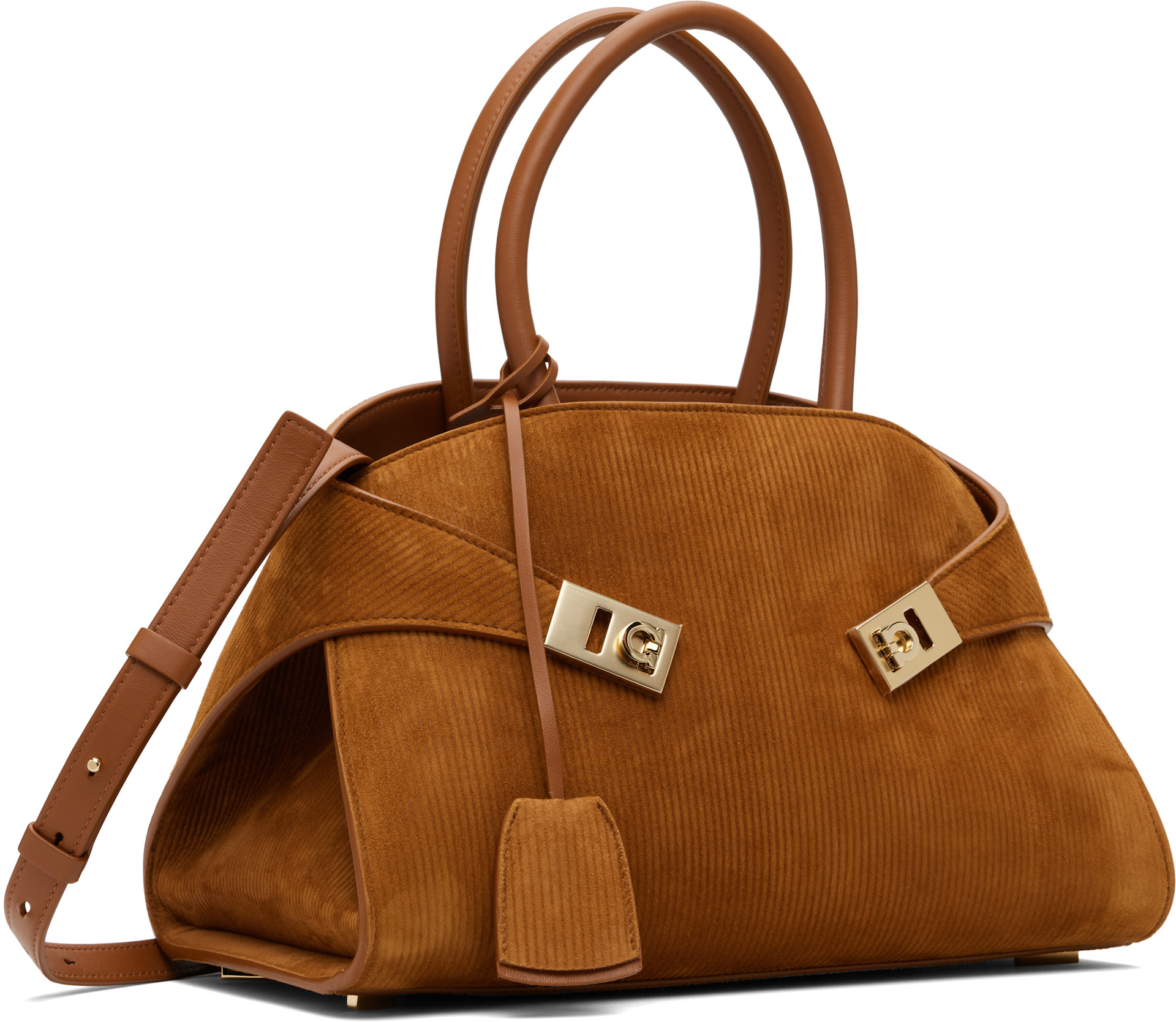 Ferragamo: Tan Hug M Hand Bag | SSENSE