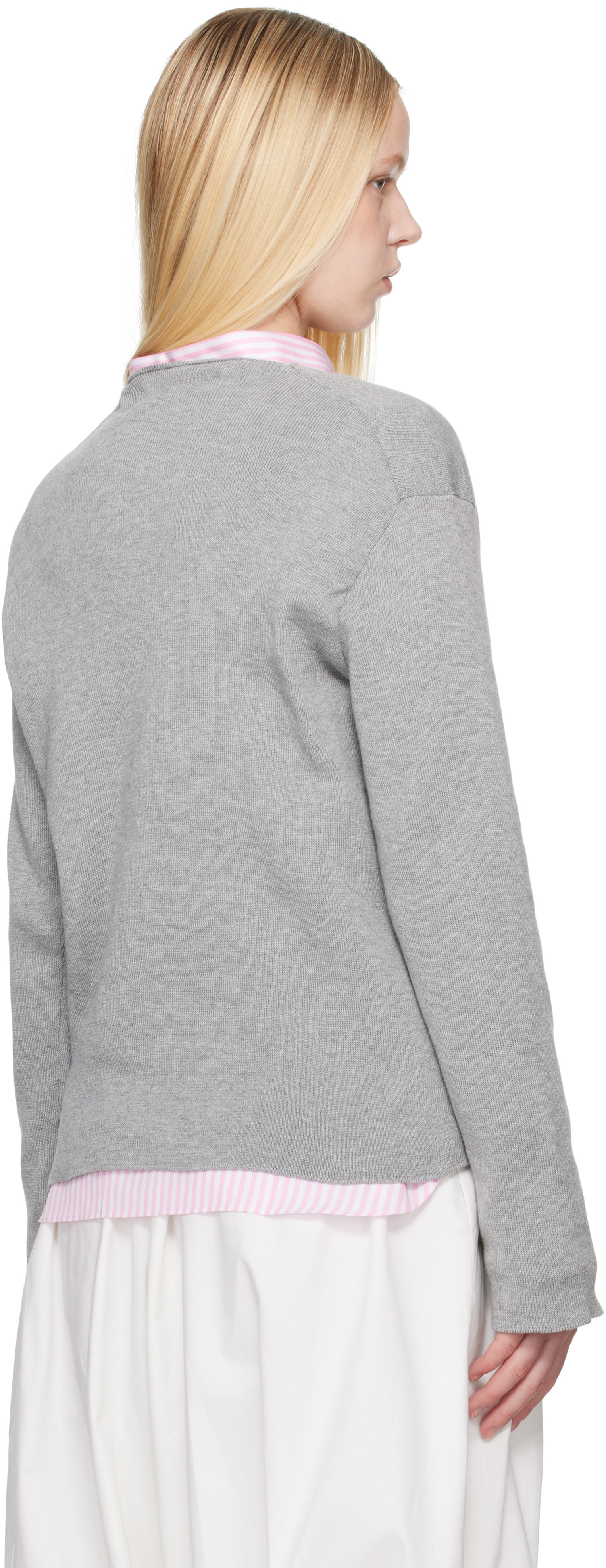 Comme des Garçons Shirt - Pull gris à découpes géométriques