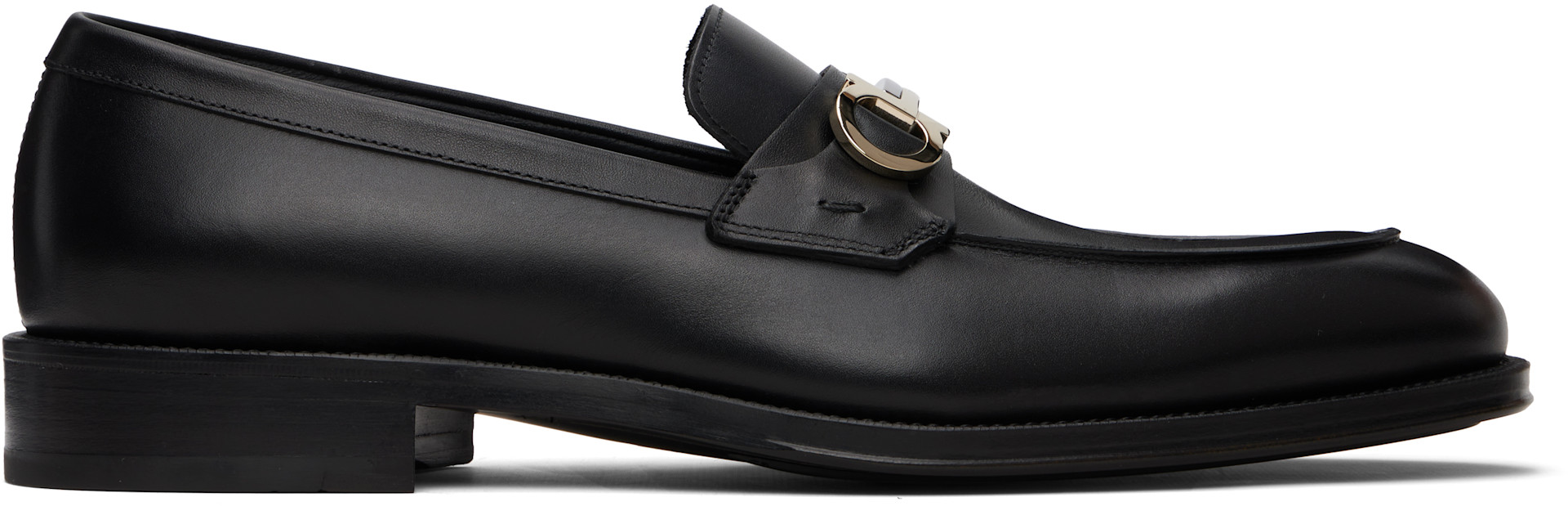 Ferragamo: ブラック Gancini Ornament ローファー | SSENSE 日本
