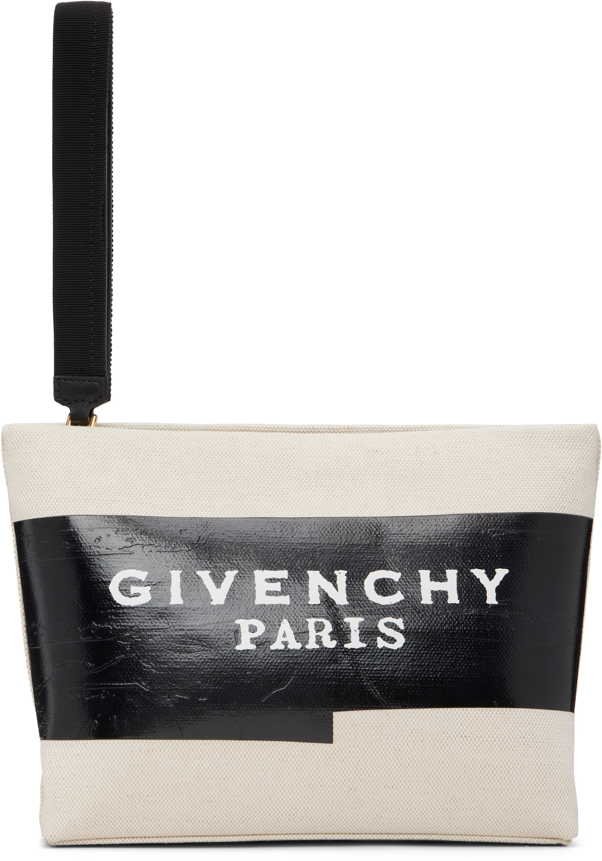Givenchy - 블랙 & 베이지 지방시 테이프 파우치