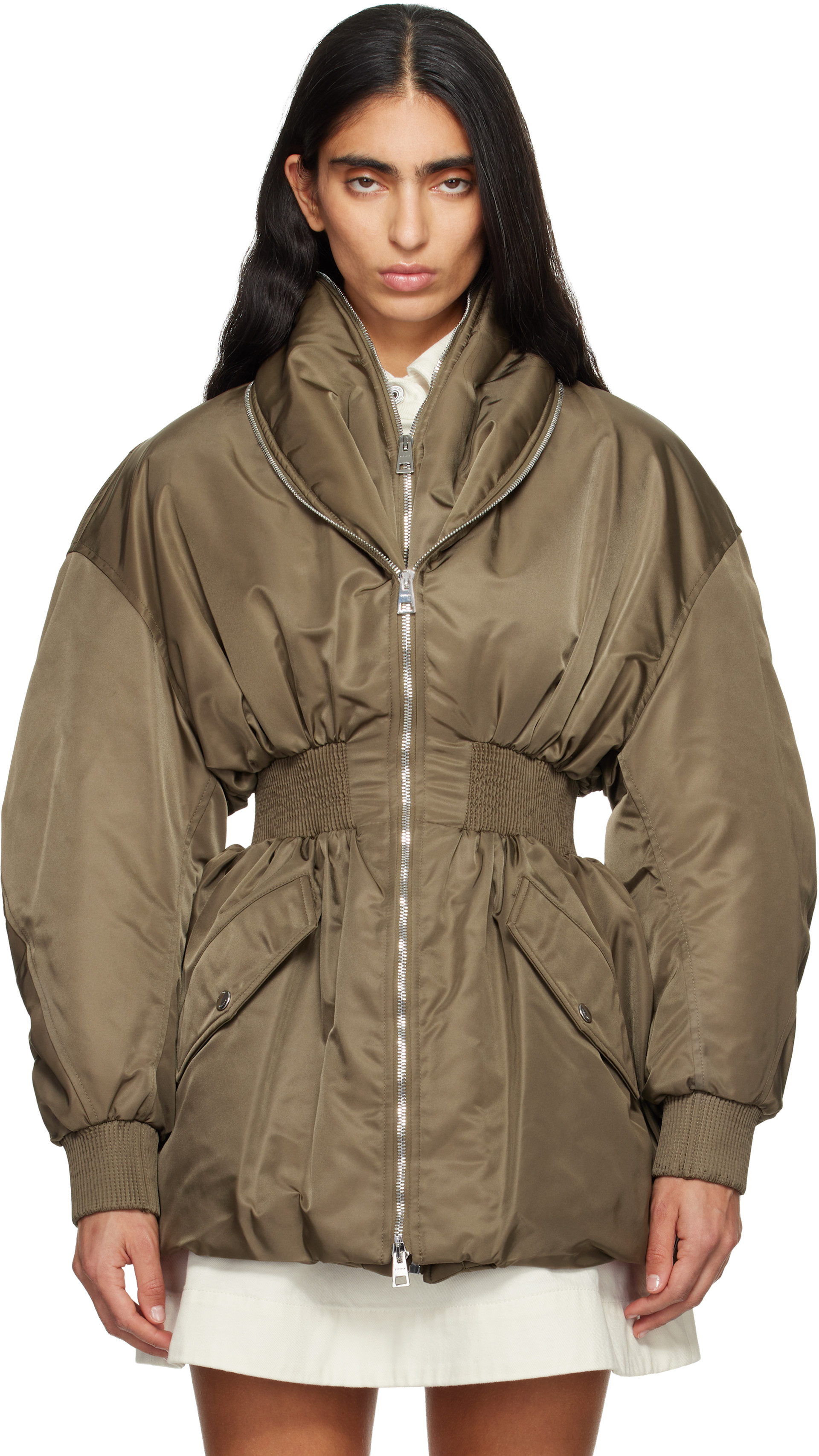 Givenchy: Khaki Hourglass Bomber Jacket | SSENSE