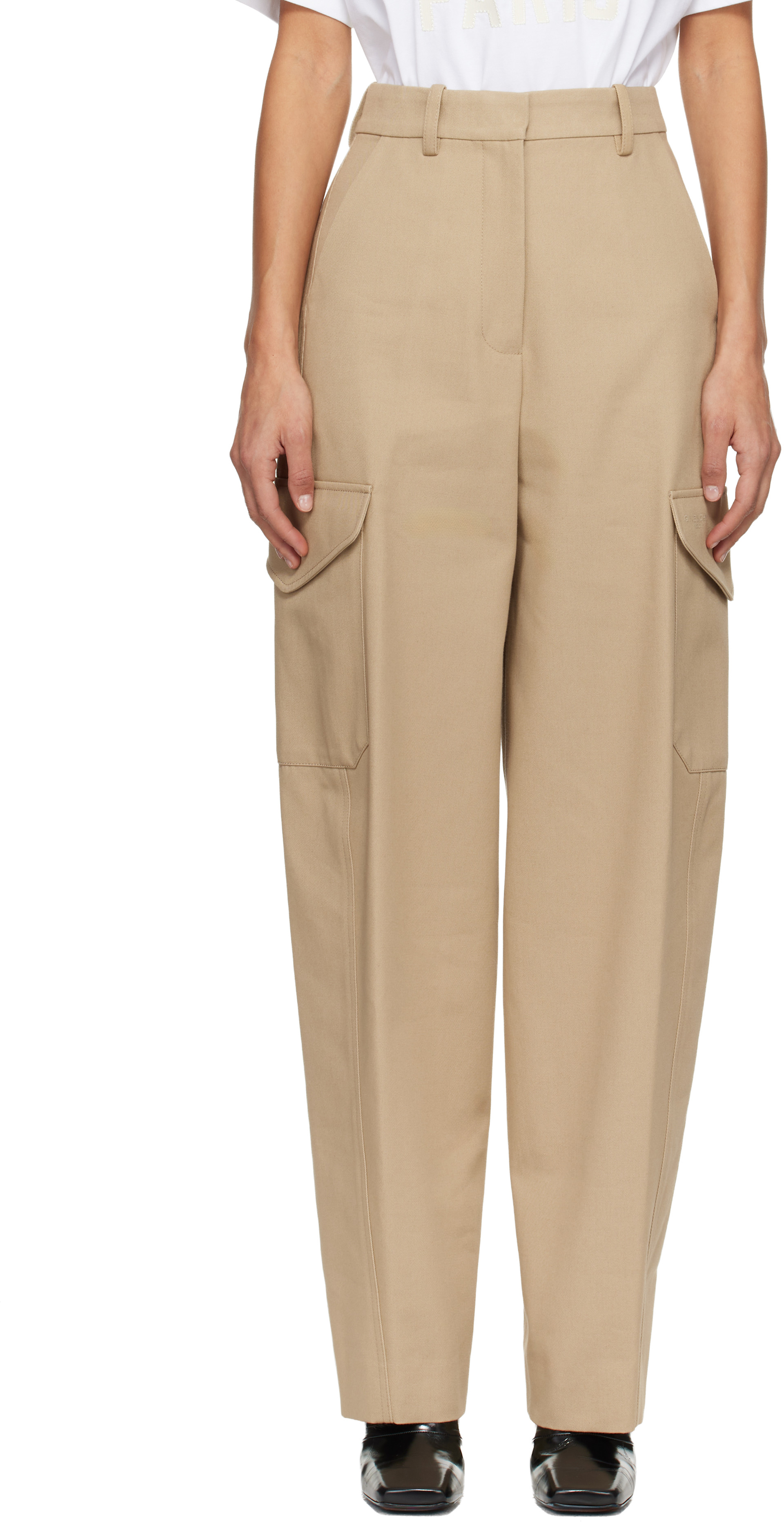 Givenchy - Pantalon utilitaire beige à coupe cocon