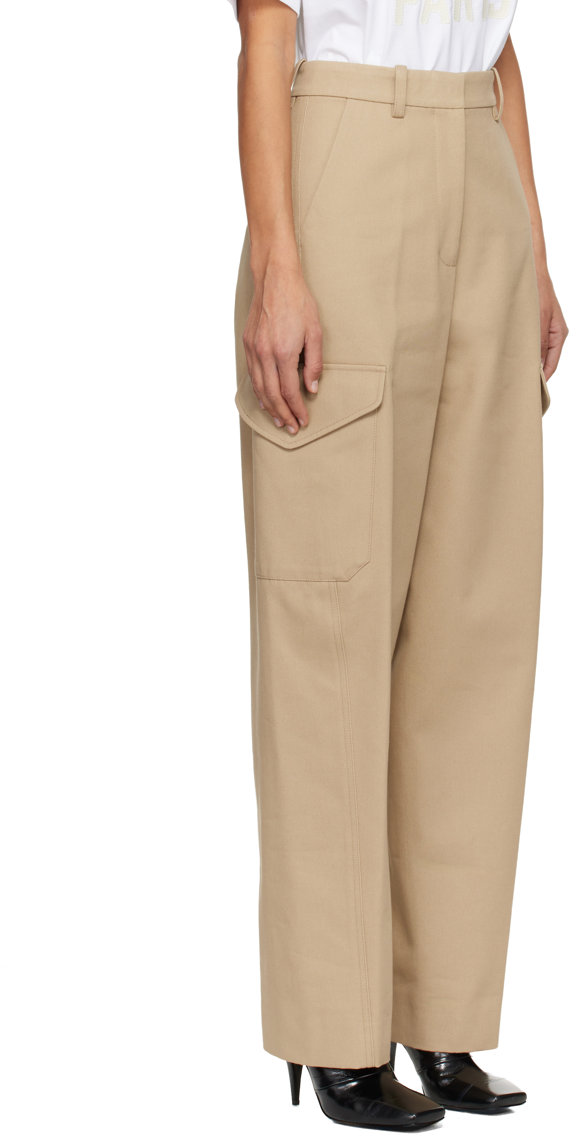 Givenchy - Pantalon utilitaire beige à coupe cocon