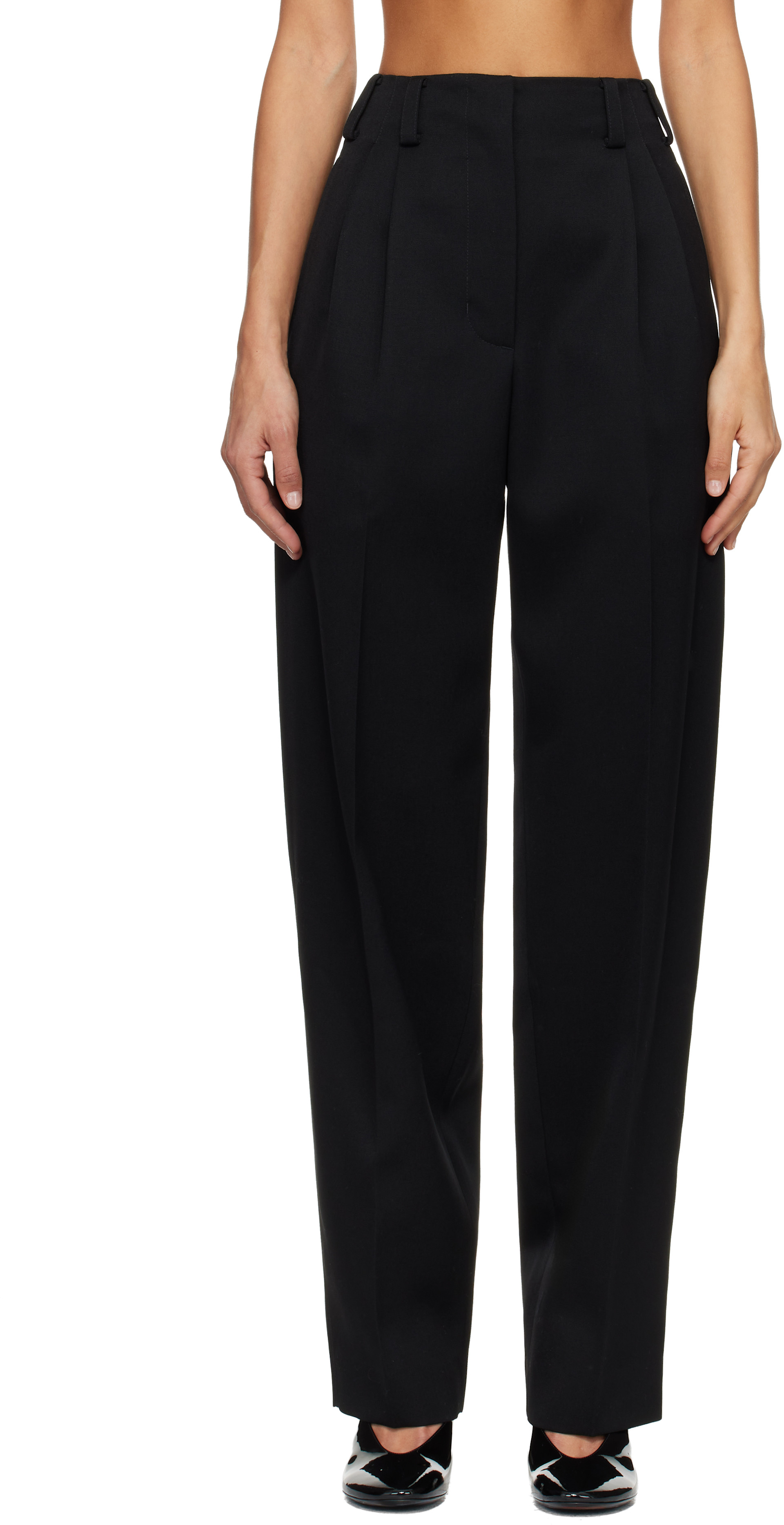 Givenchy - Pantalon noir à plis et à découpes
