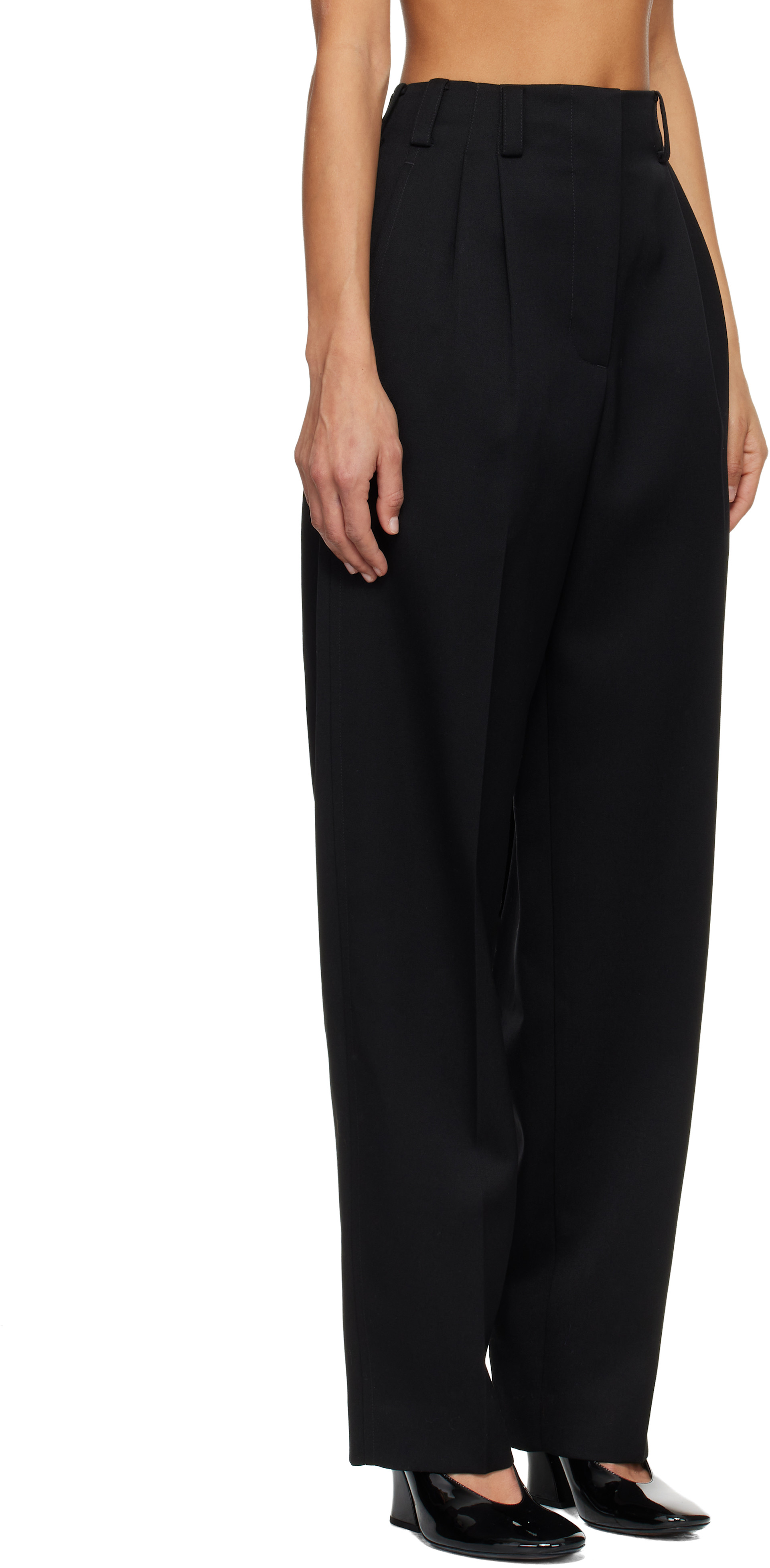 Givenchy - Pantalon noir à plis et à découpes