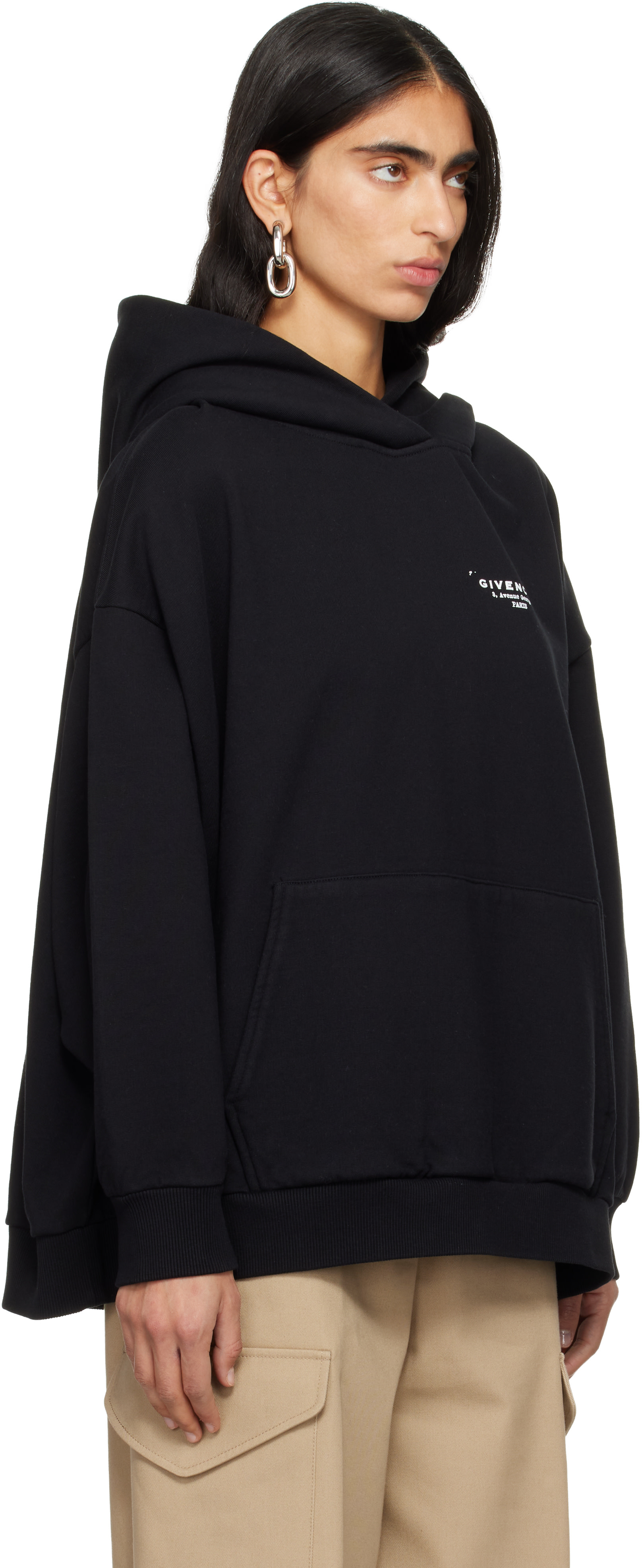 Givenchy - Pull à capuche noir à logos