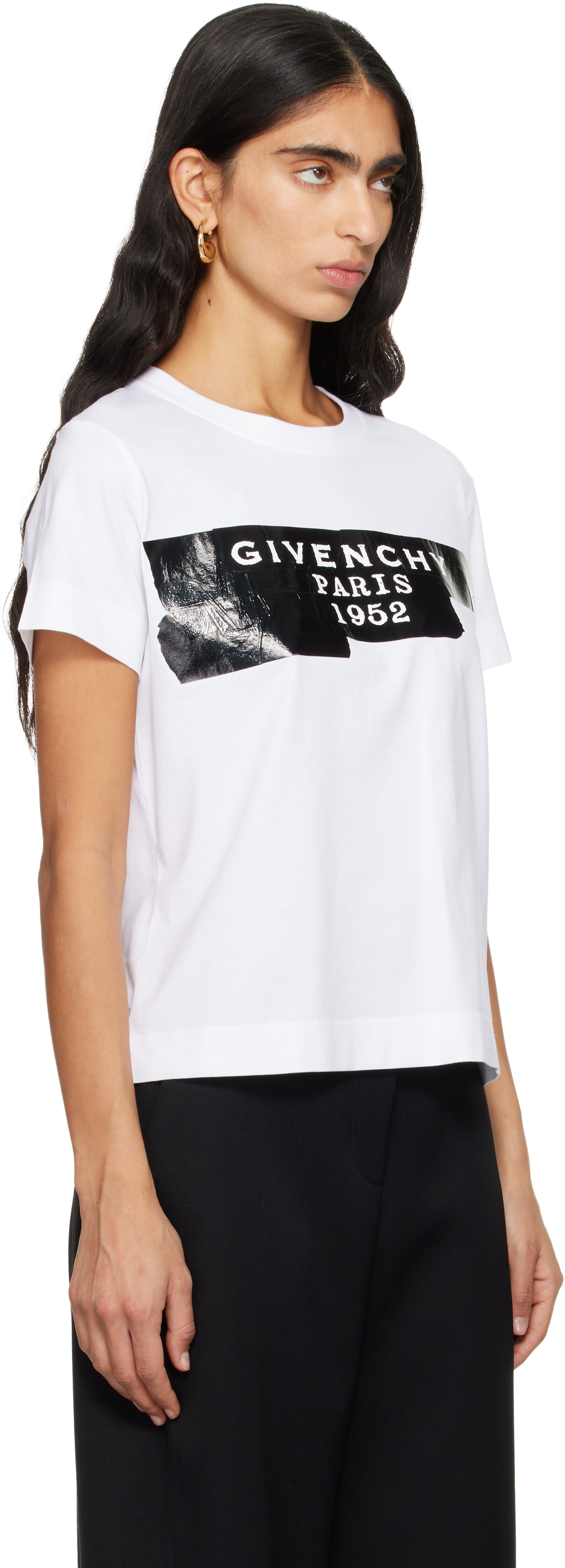 Givenchy - 화이트 지방시 테이프 프린트 티셔츠