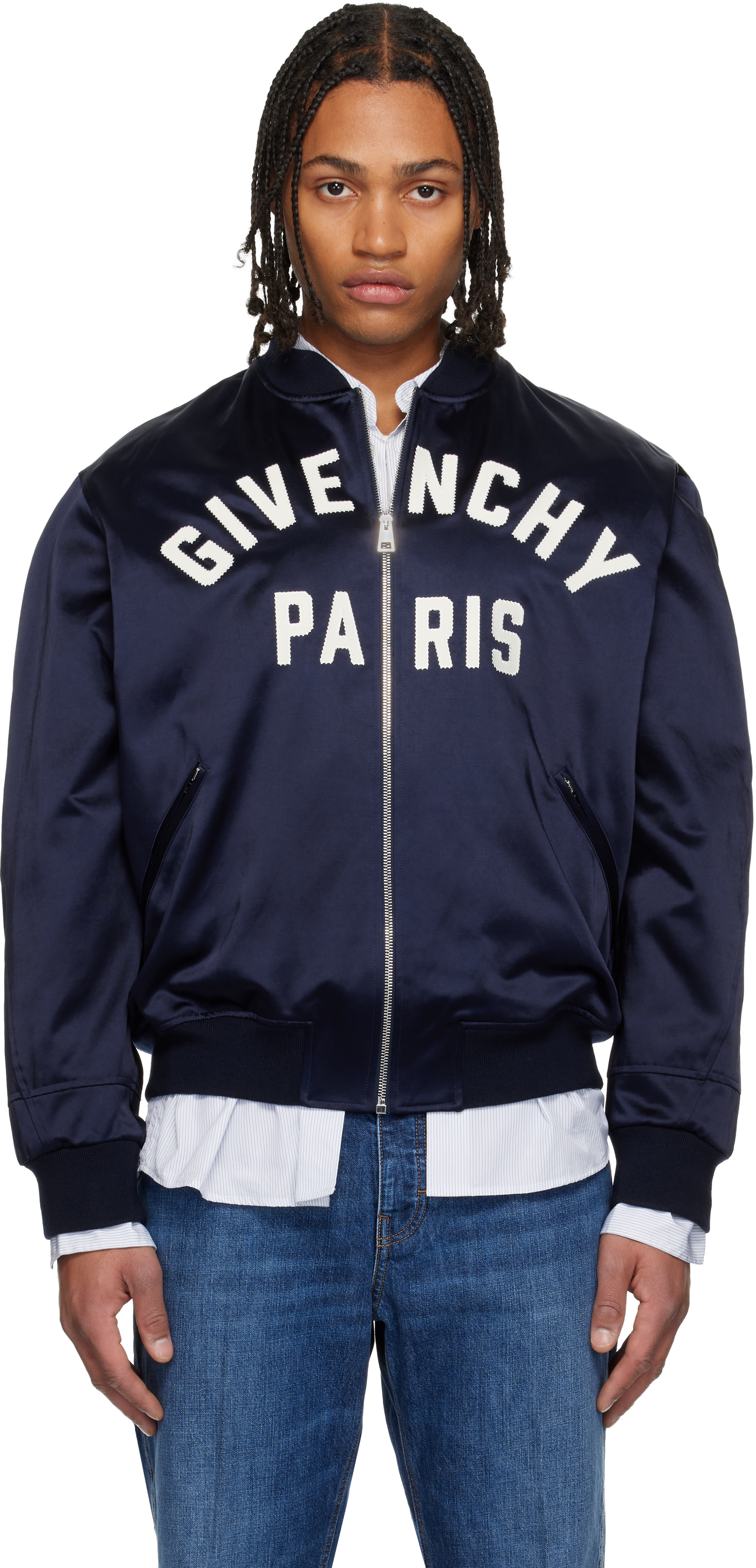Givenchy - Navy Couture Seam Bomber Jacket