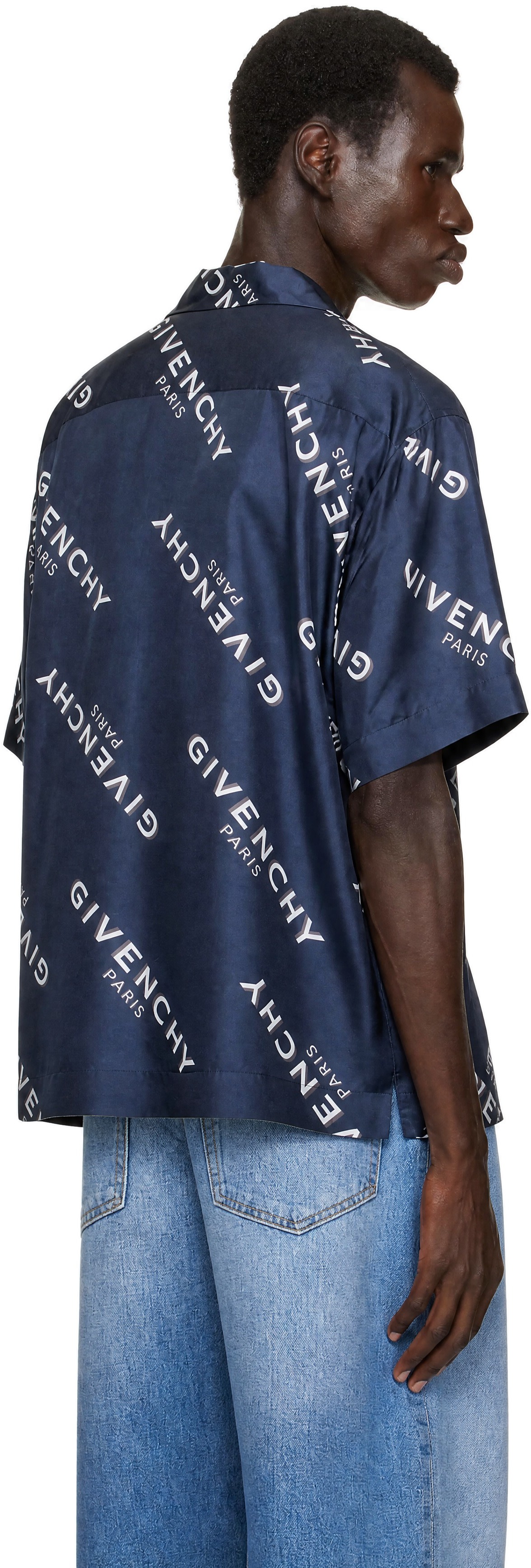 Givenchy - Chemise de bowling bleu marine