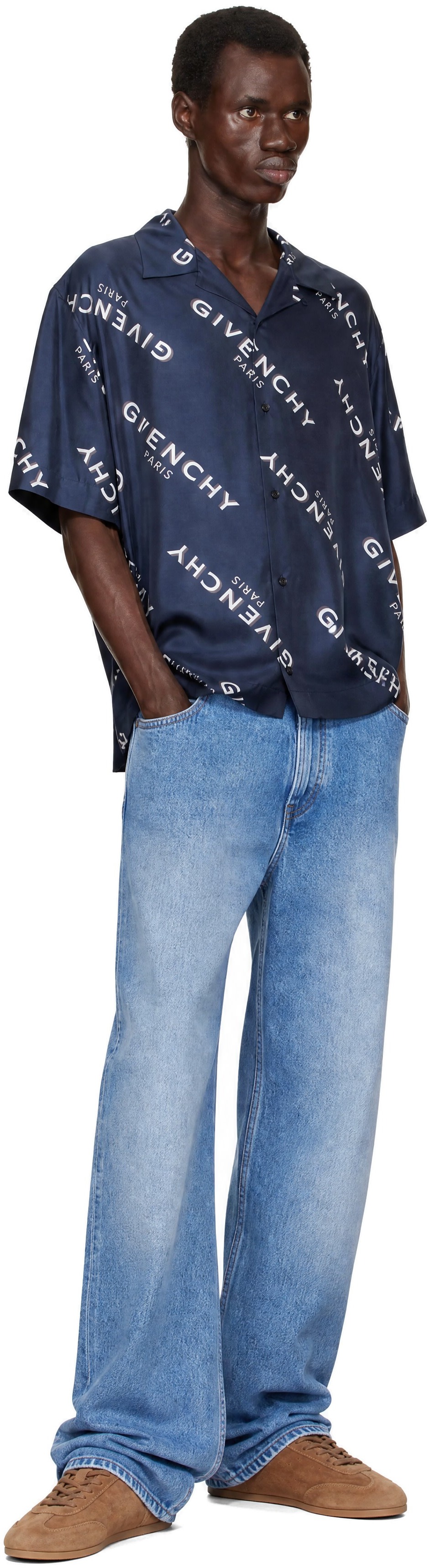 Givenchy - Chemise de bowling bleu marine