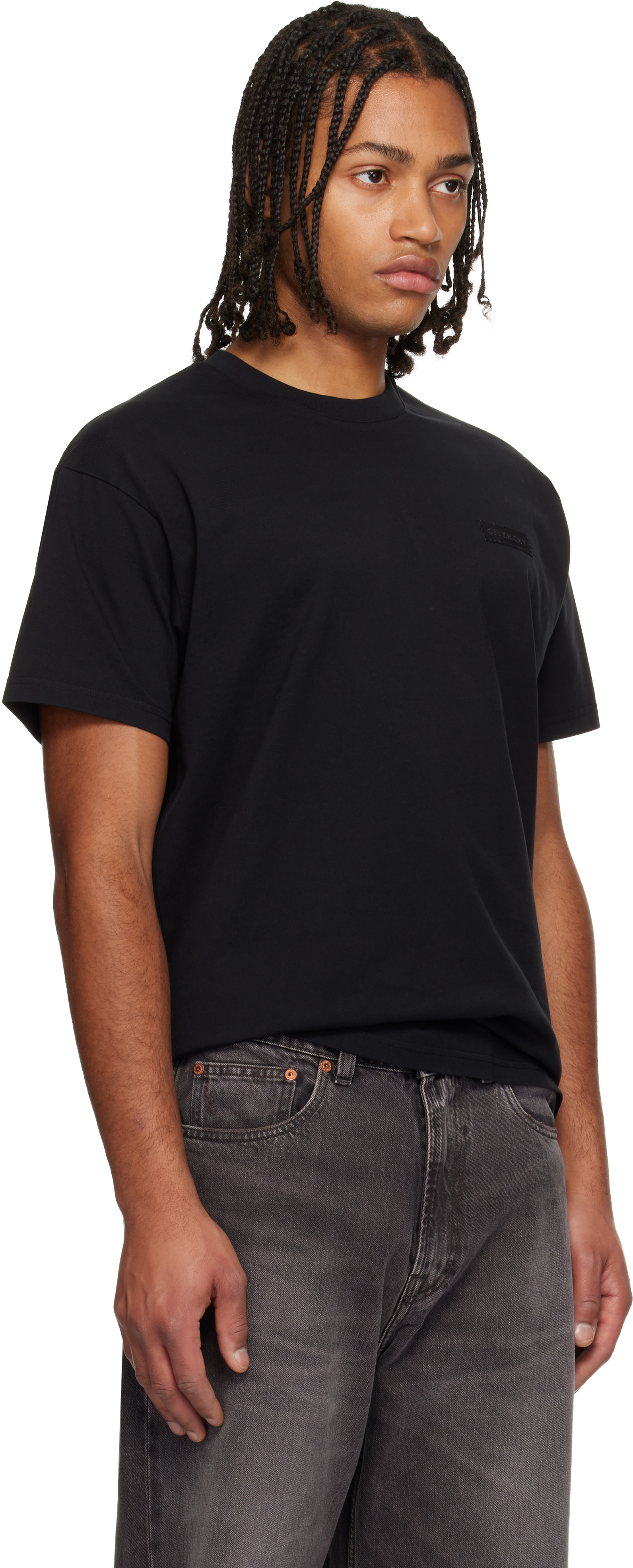 Givenchy: Black 'GIVENCHY' Patch T-shirt | SSENSE Canada