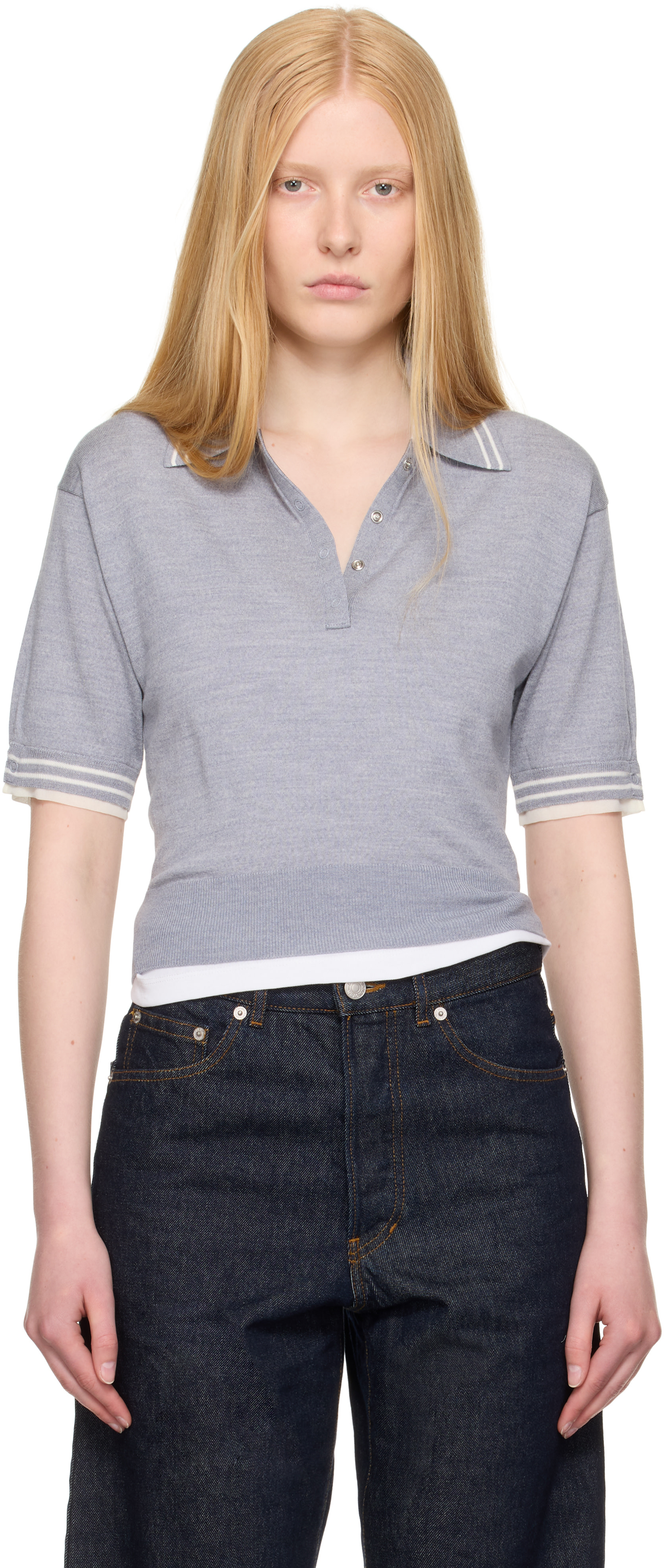 3.1 Phillip Lim - Polo écourté gris