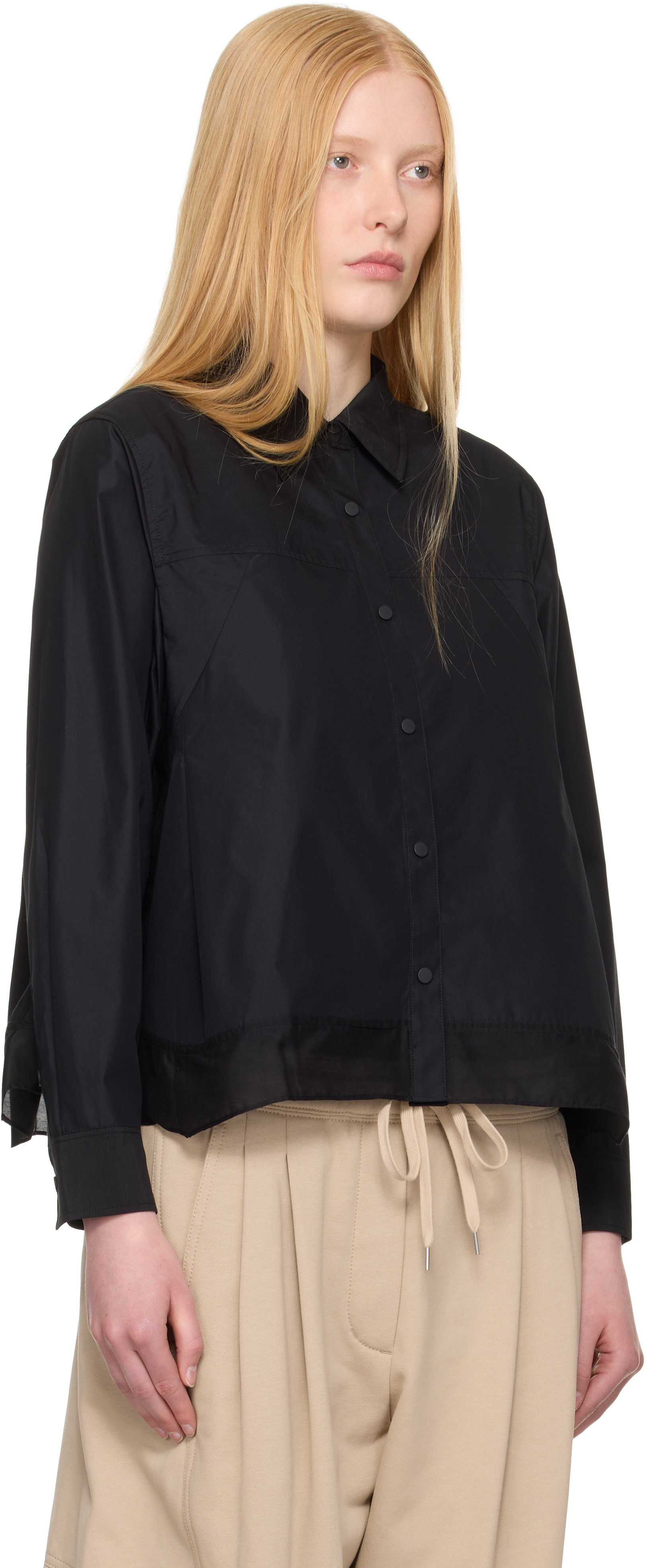 3.1 Phillip Lim: Black Long Sleeve Flounce Hem Shirt | SSENSE