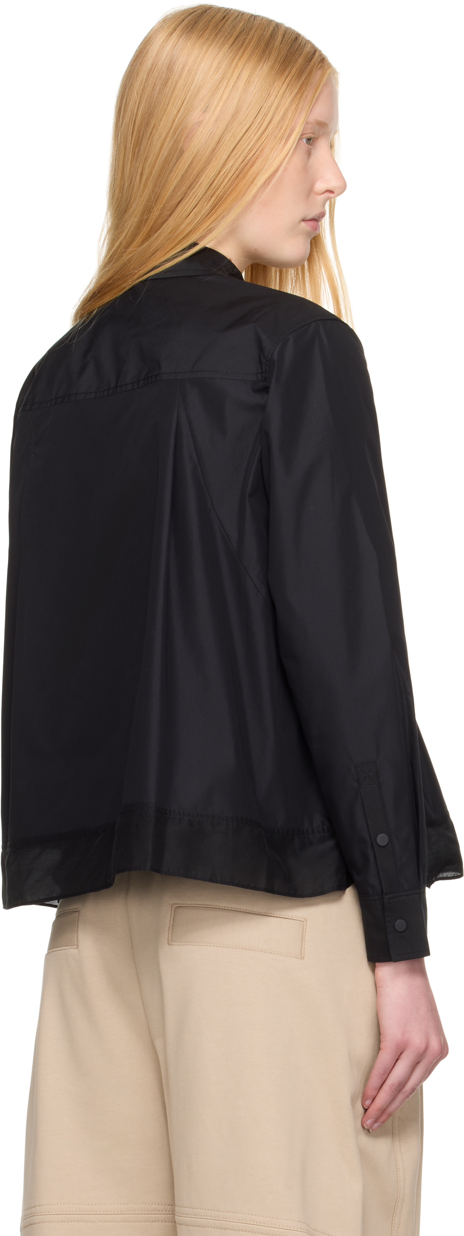 3.1 Phillip Lim: Black Long Sleeve Flounce Hem Shirt | SSENSE