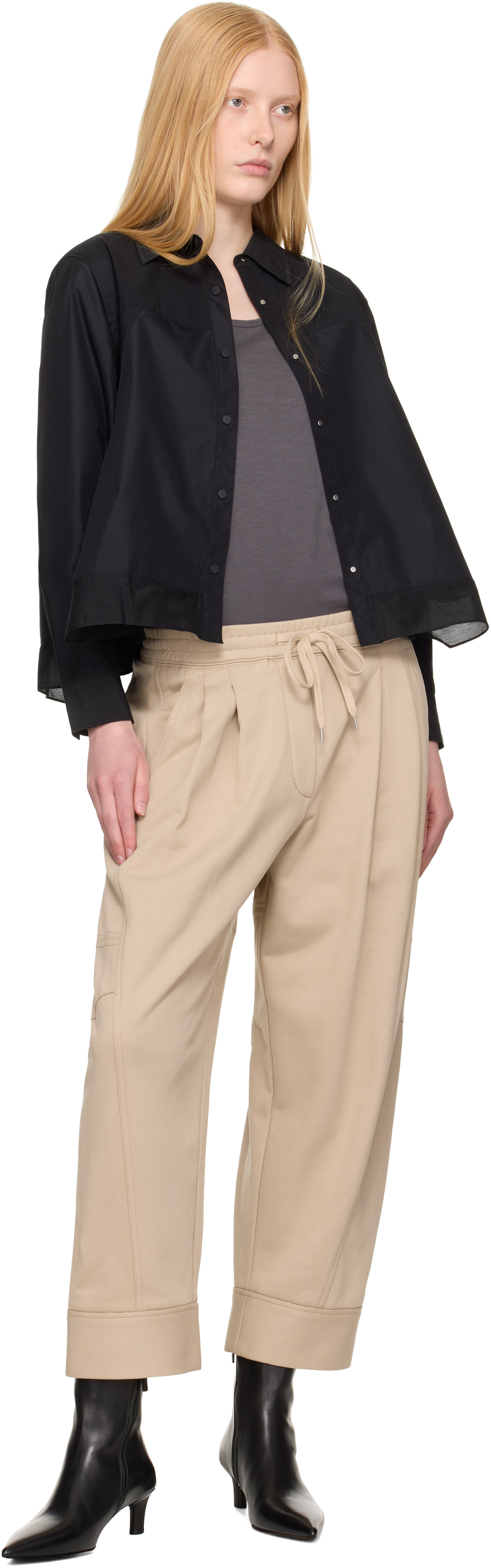 3.1 Phillip Lim: Black Long Sleeve Flounce Hem Shirt | SSENSE