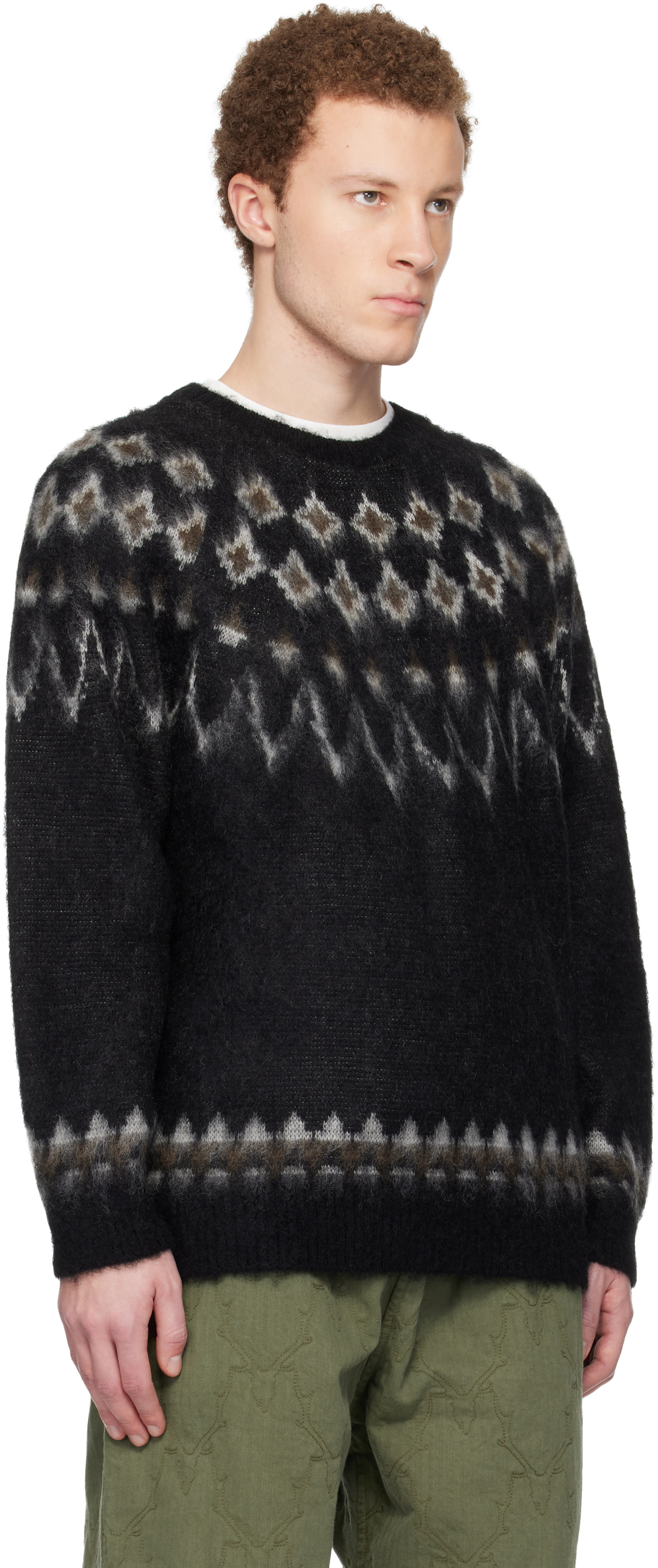 South2 West8: Black Mohair Crew Neck Sweater | SSENSE Germany