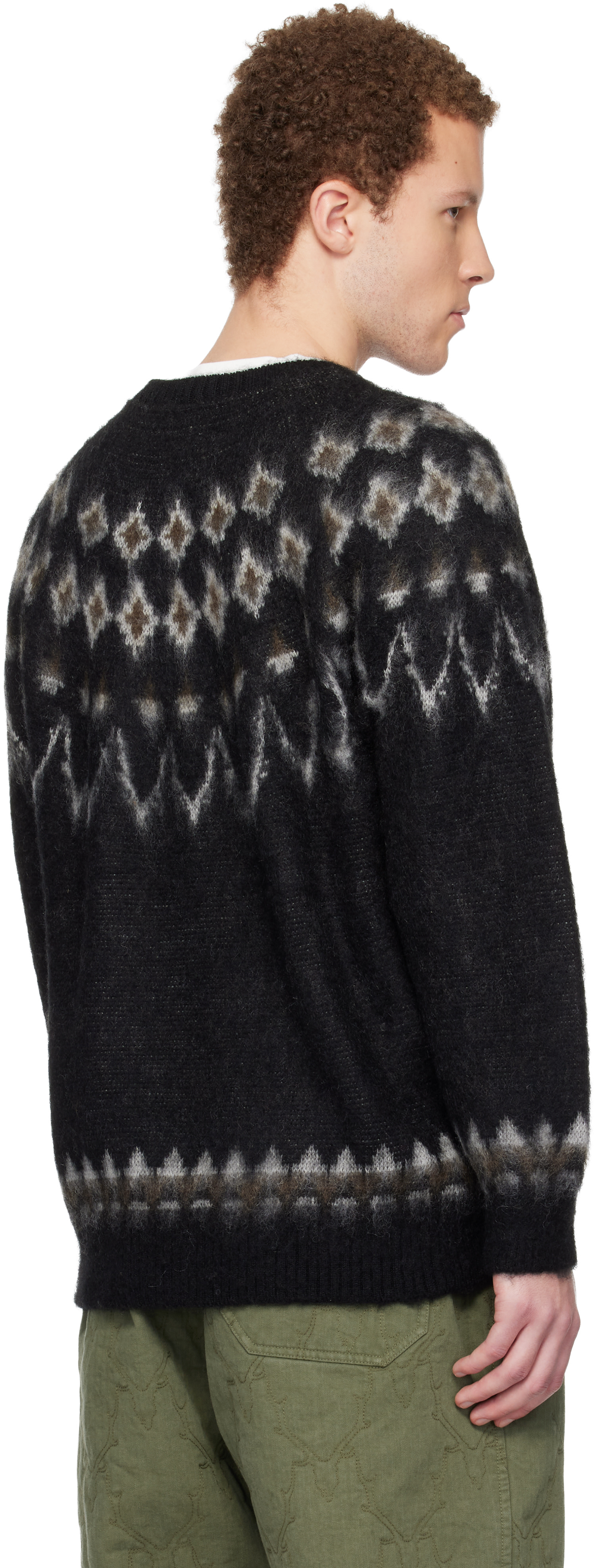 South2 West8: Black Mohair Crew Neck Sweater | SSENSE