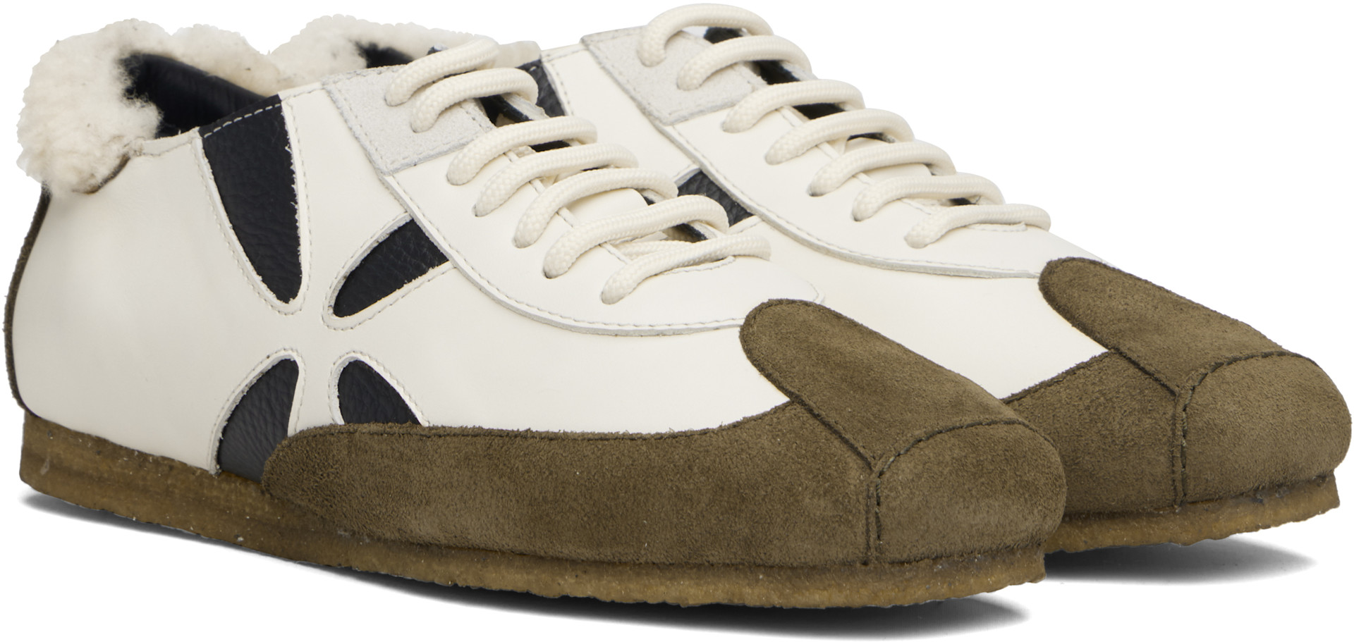 Stefan Cooke: Off-White & Khaki Slashed Trainer Sneakers | SSENSE