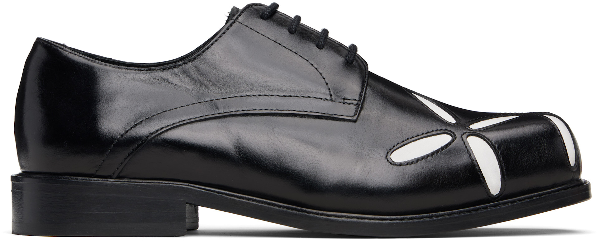 Stefan Cooke - Black & White Slashed Square Toe Derbys