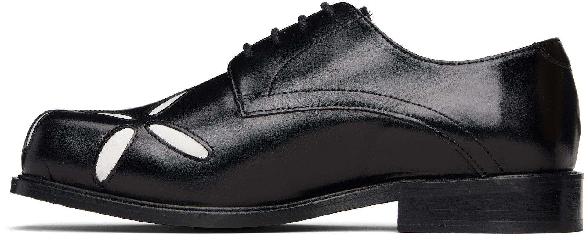 Stefan Cooke - Black & White Slashed Square Toe Derbys