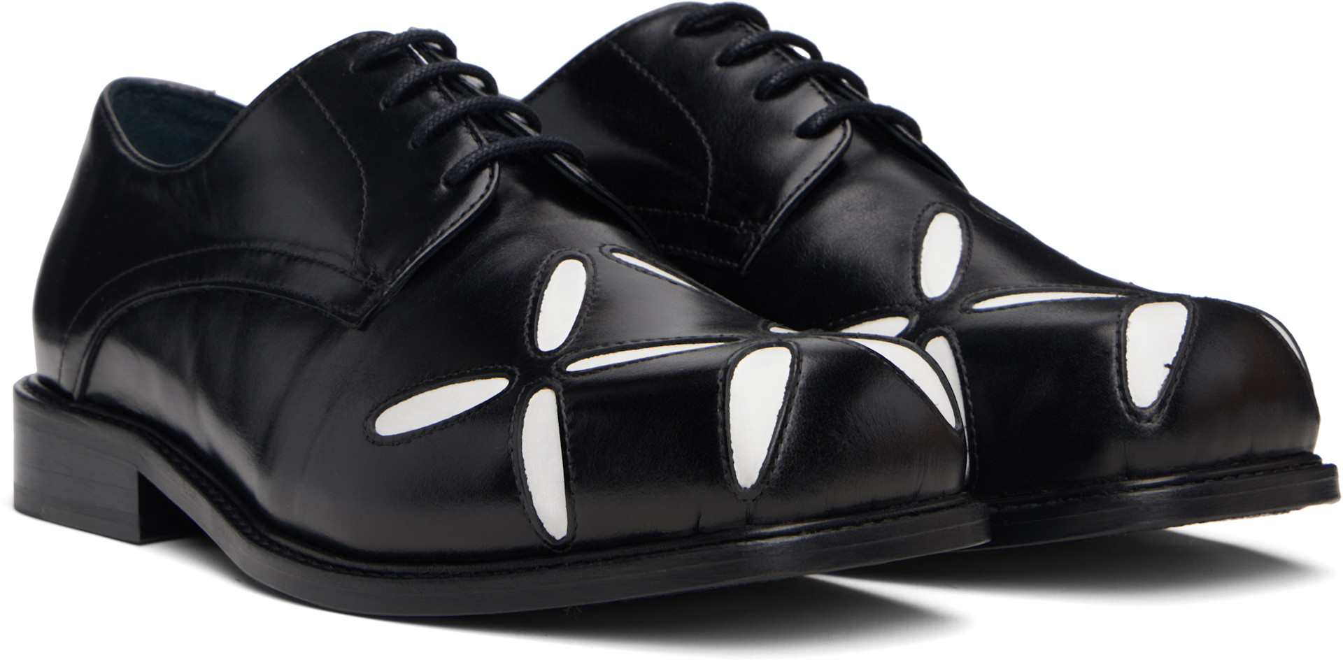 Stefan Cooke - Black & White Slashed Square Toe Derbys