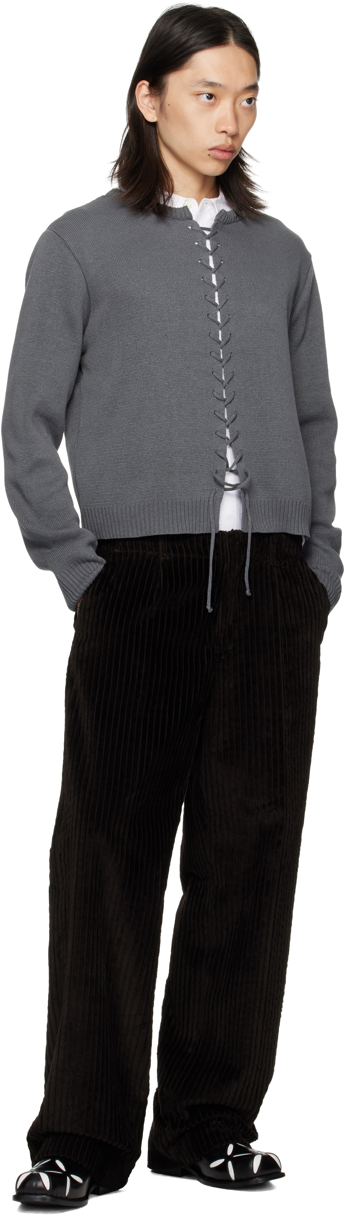 Stefan Cooke - Black & White Slashed Square Toe Derbys