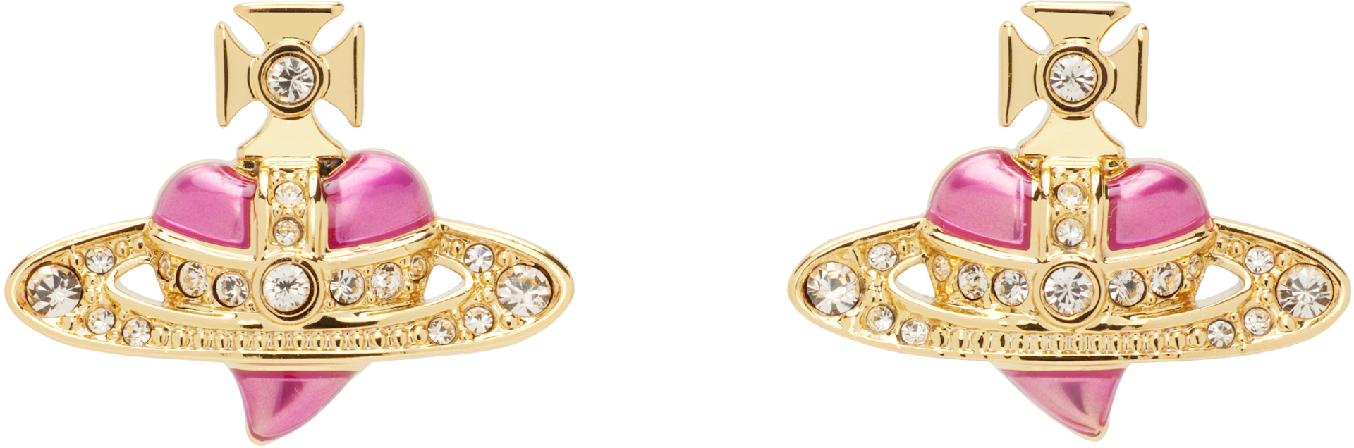 Vivienne Westwood: New Diamante Heart Earrings | SSENSE