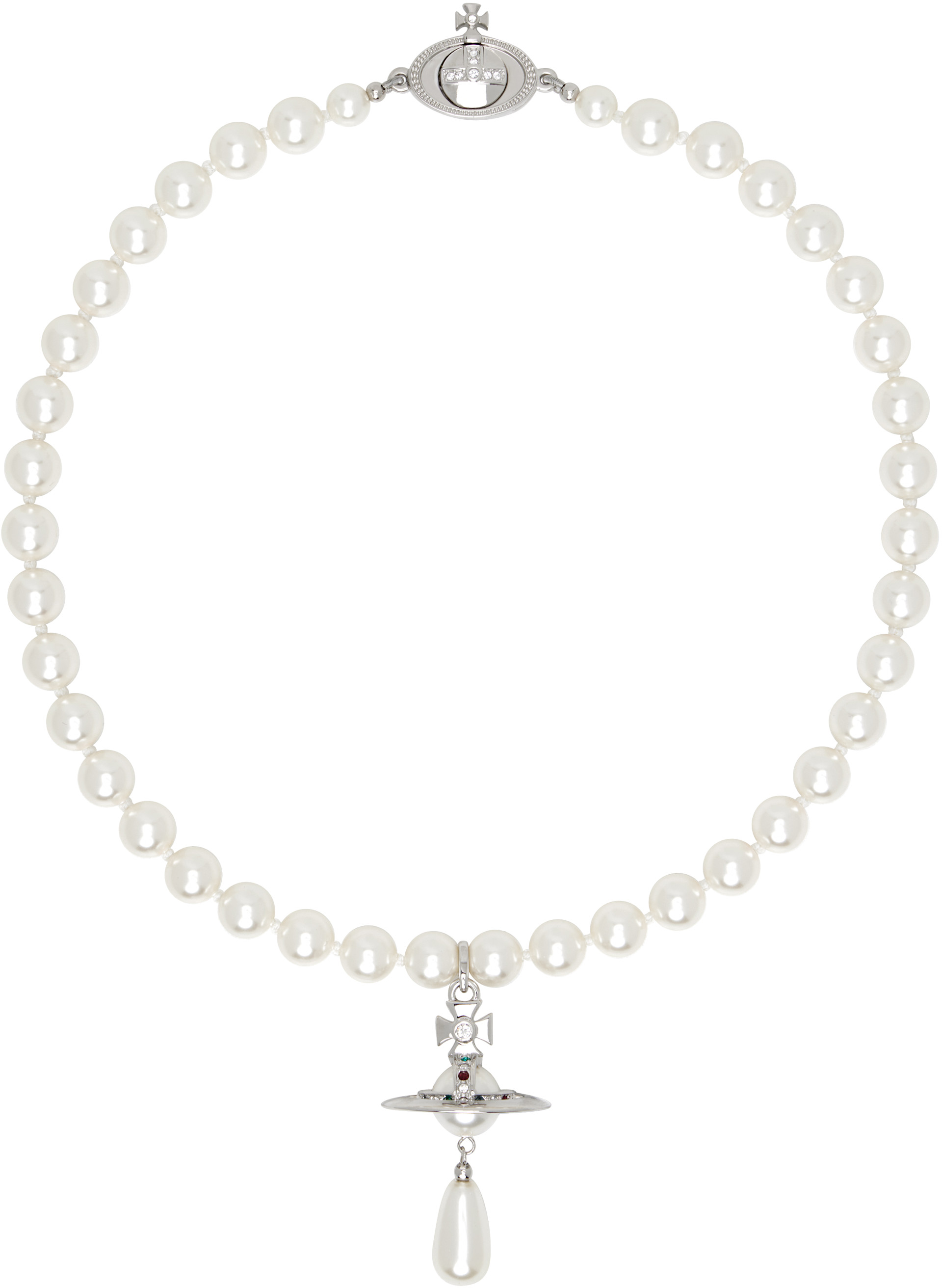Vivienne Westwood: One Row Pearl Drop Choker | SSENSE