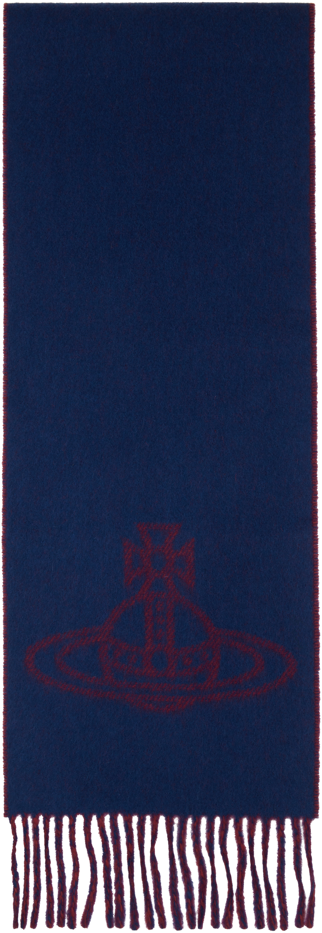 Vivienne Westwood: Navy & Red Single Orb Double Scarf | SSENSE Canada