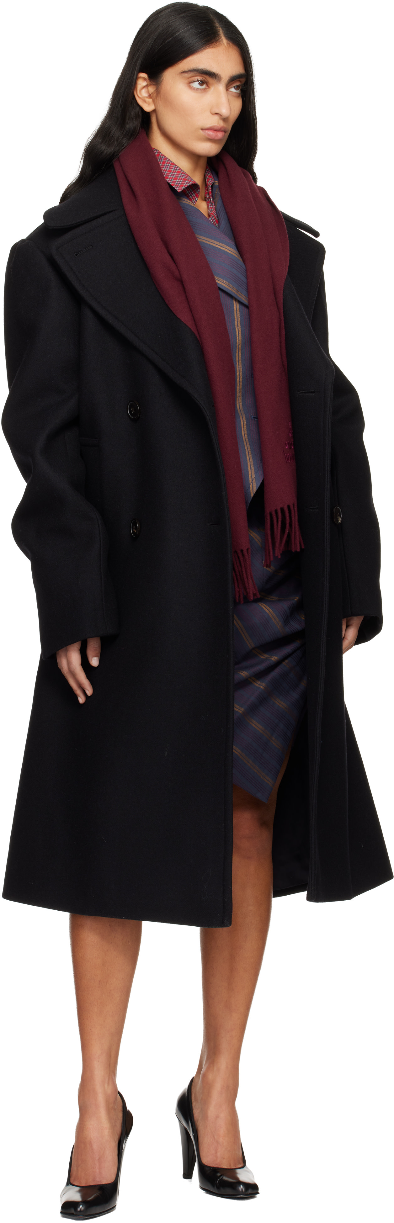 Vivienne Westwood: Burgundy Embroidered Scarf | SSENSE