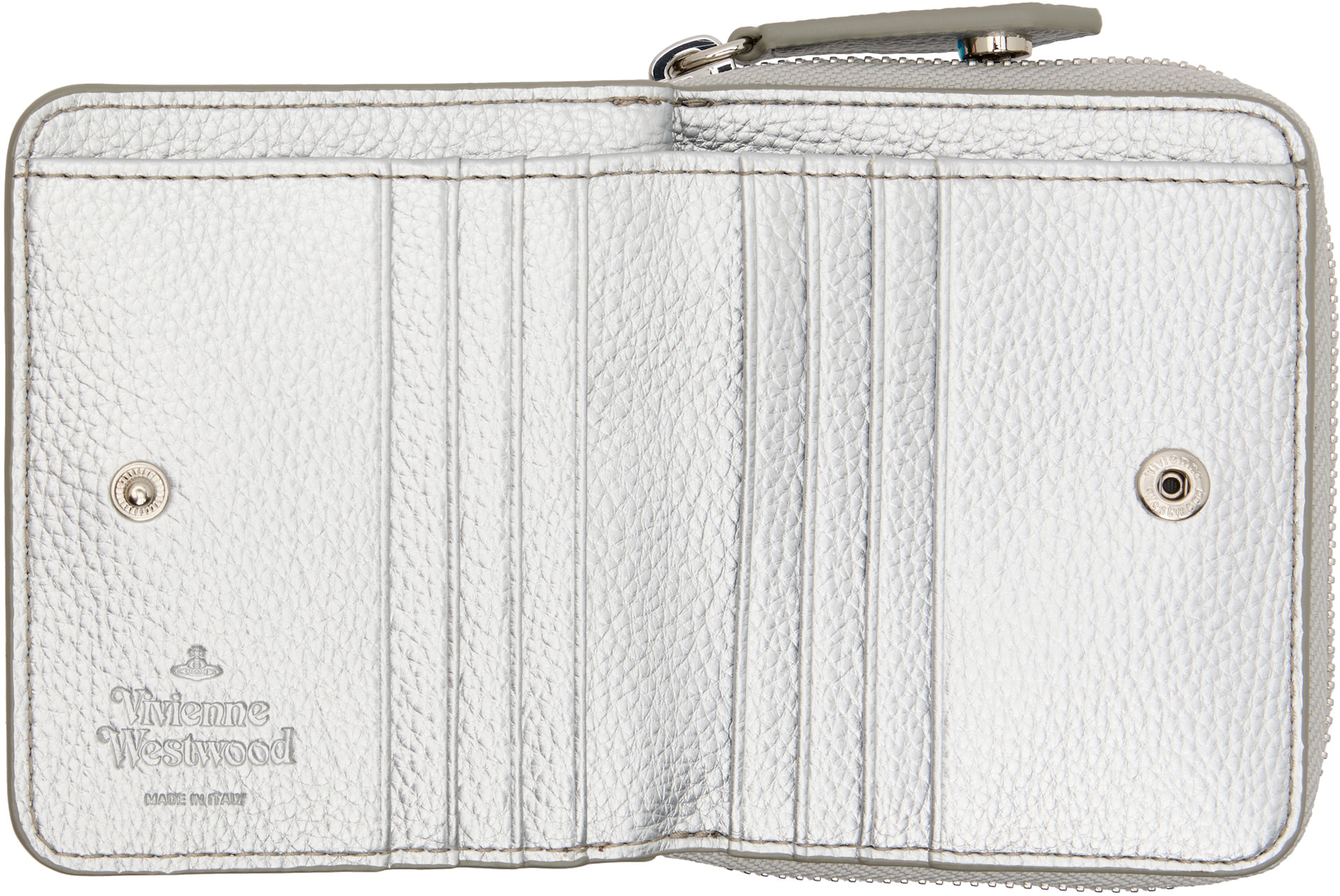 Vivienne Westwood: Silver Zip Medium Wallet | SSENSE