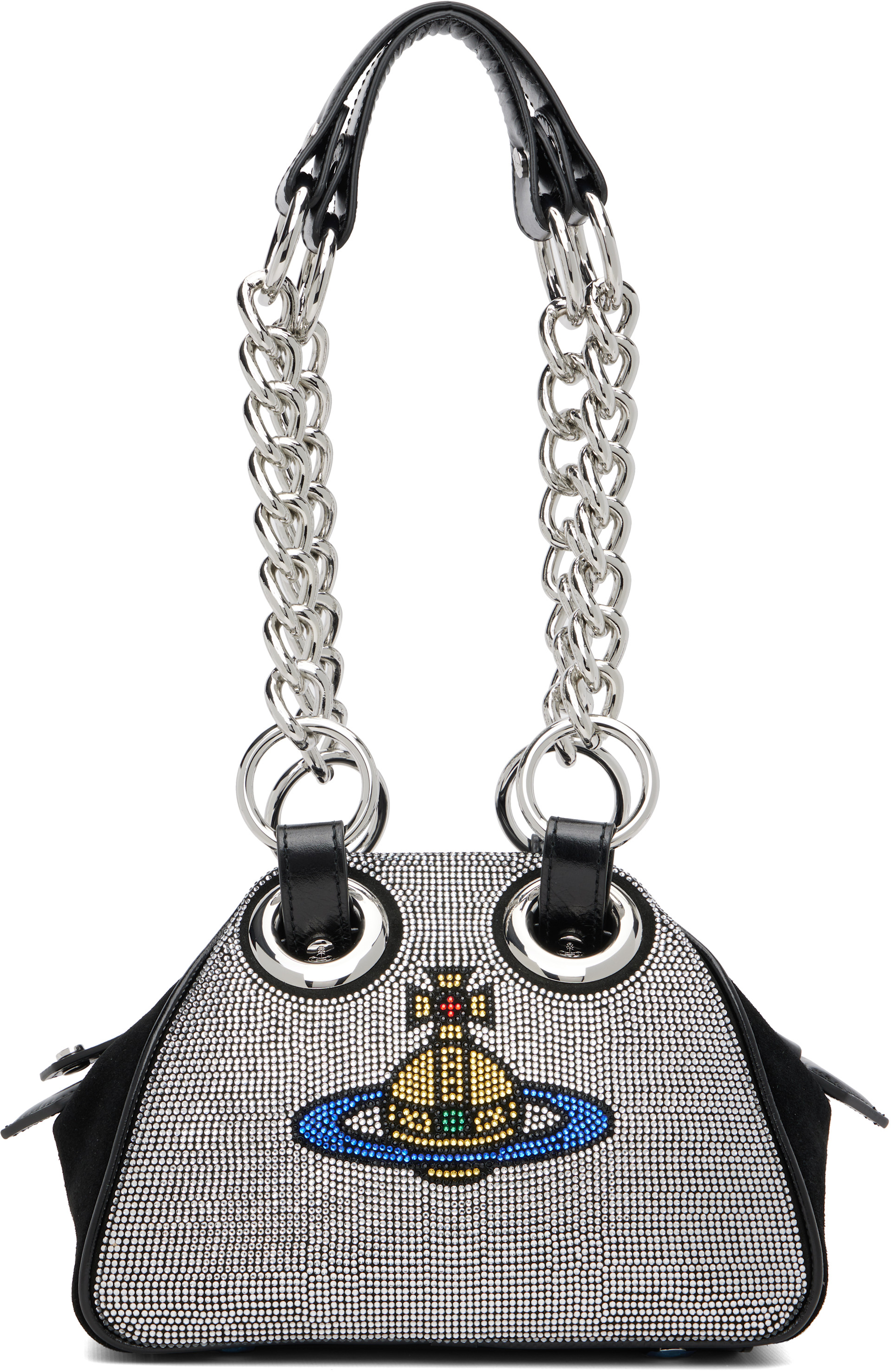 Vivienne Westwood: Black Hotfix Diamante Archive Chain Bag | SSENSE