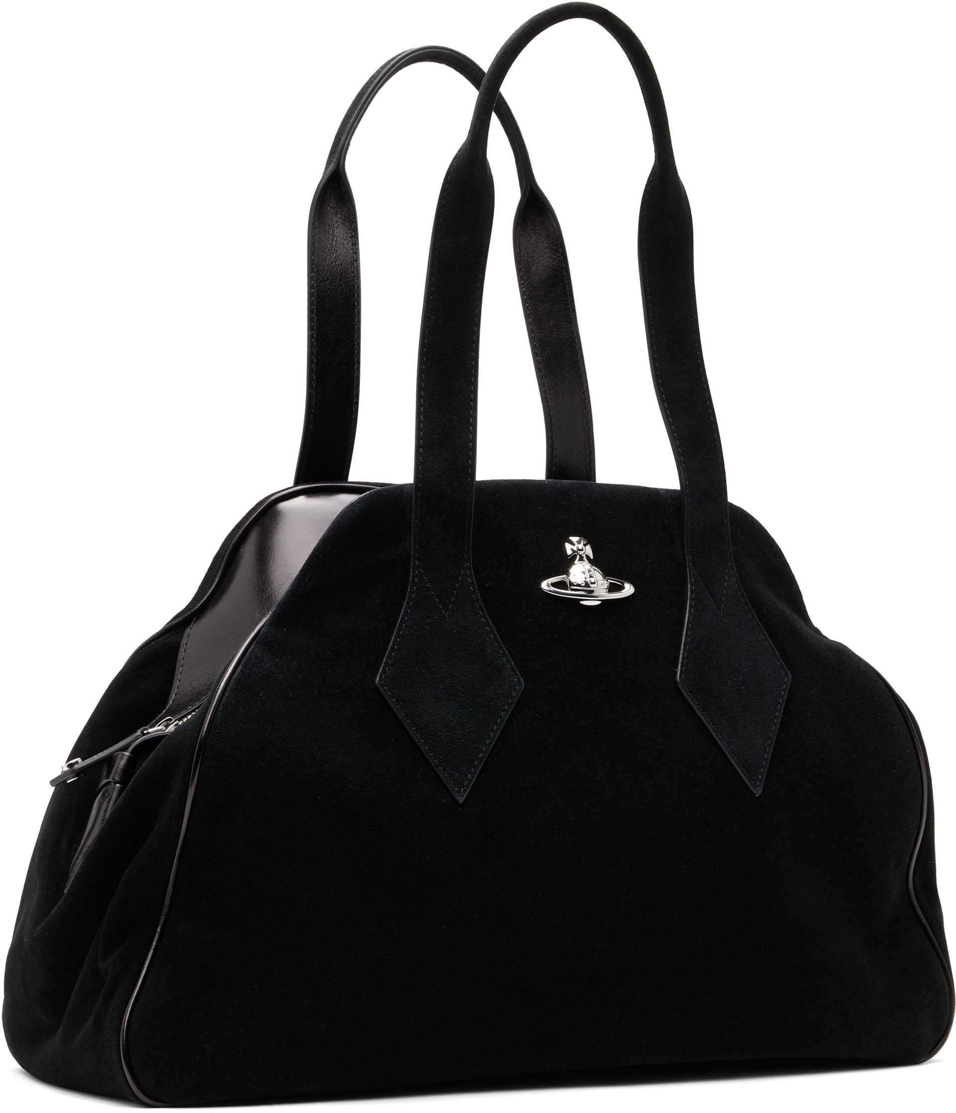 Vivienne Westwood: Black Suede Yasmine Large Tote | SSENSE