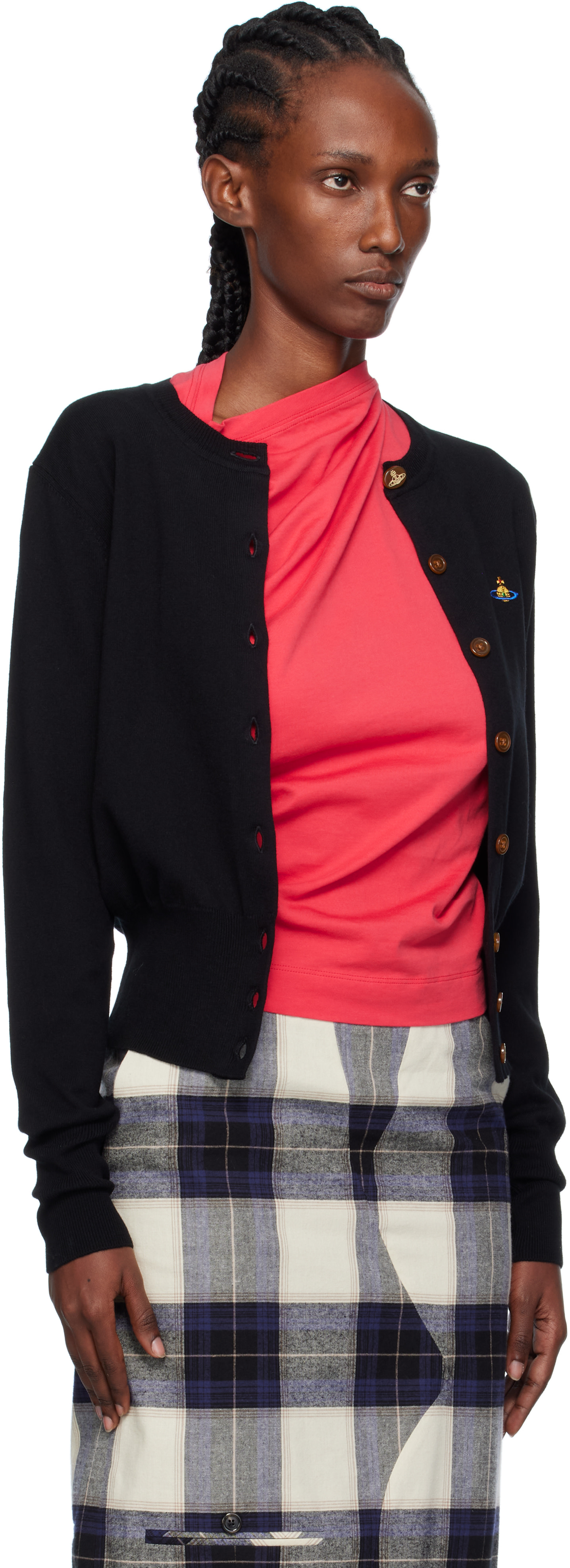 Vivienne Westwood ベーシック黒ニット オーブ M Vivienne Westwood: Black Bea Cardigan | SSENSE
