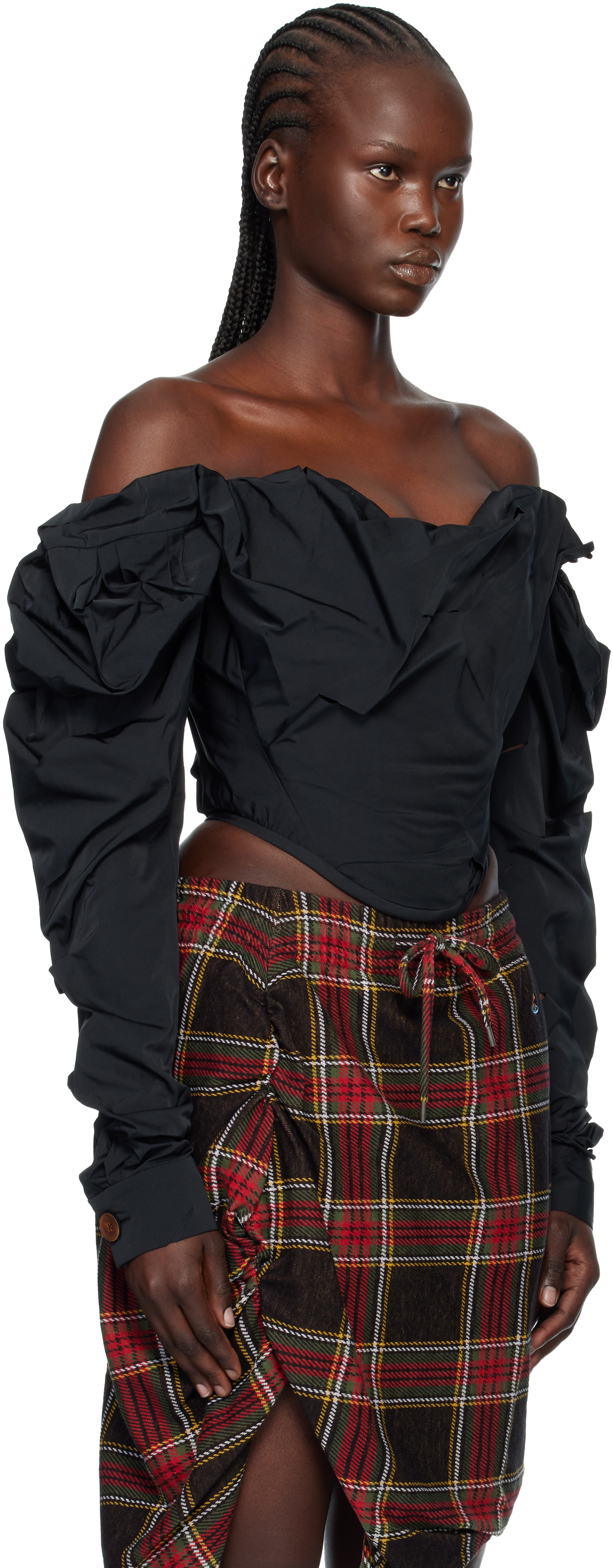 Vivienne westwood トップス Vivienne Westwood: Black LS Sunday Corset Top | SSENSE
