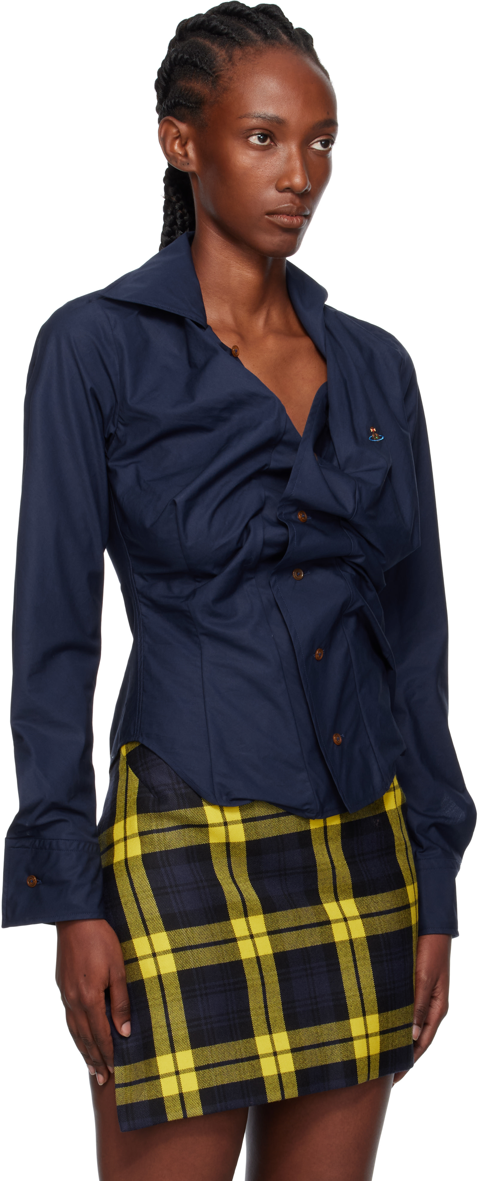 Vivienne Westwood drunken shirt 変形シャツ Vivienne Westwood: Navy Drunken Shirt | SSENSE Germany