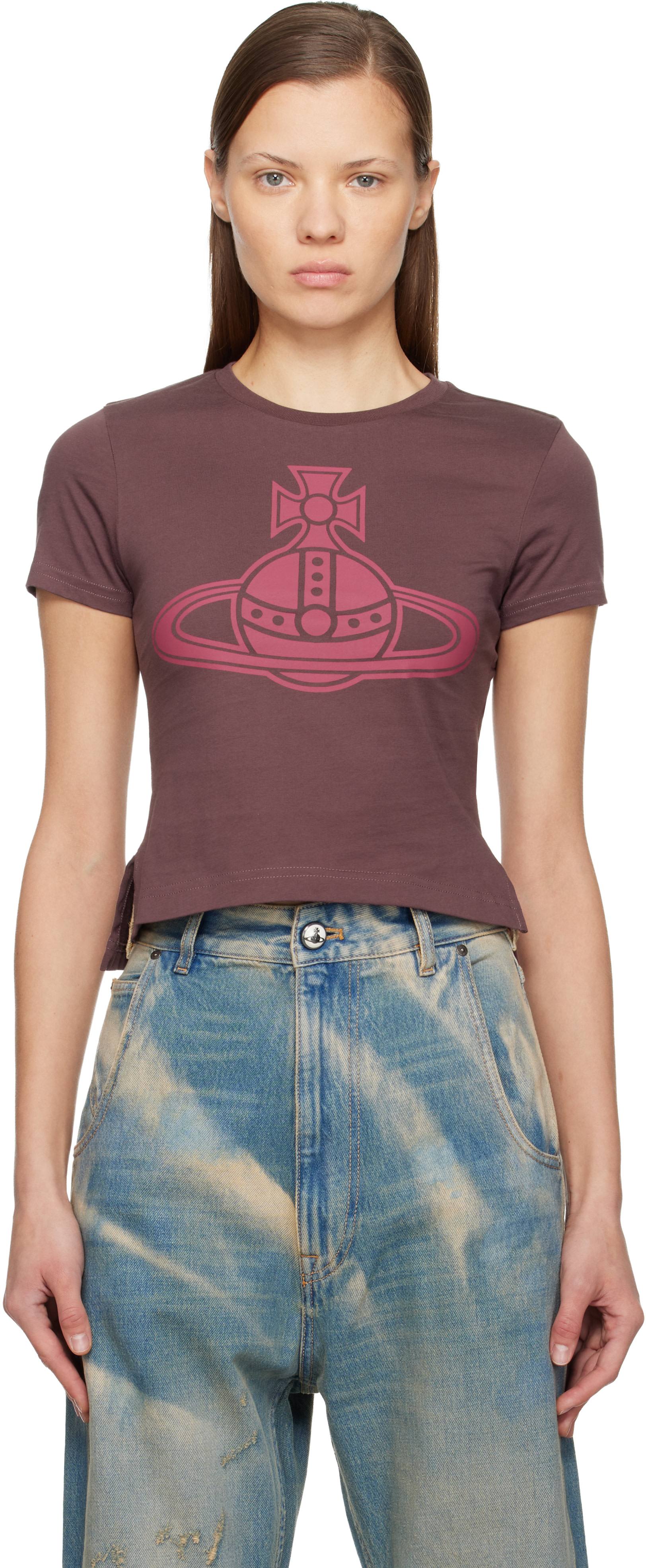 Vivienne Westwood: Burgundy Paris Orb Mini Peru T-shirt | SSENSE