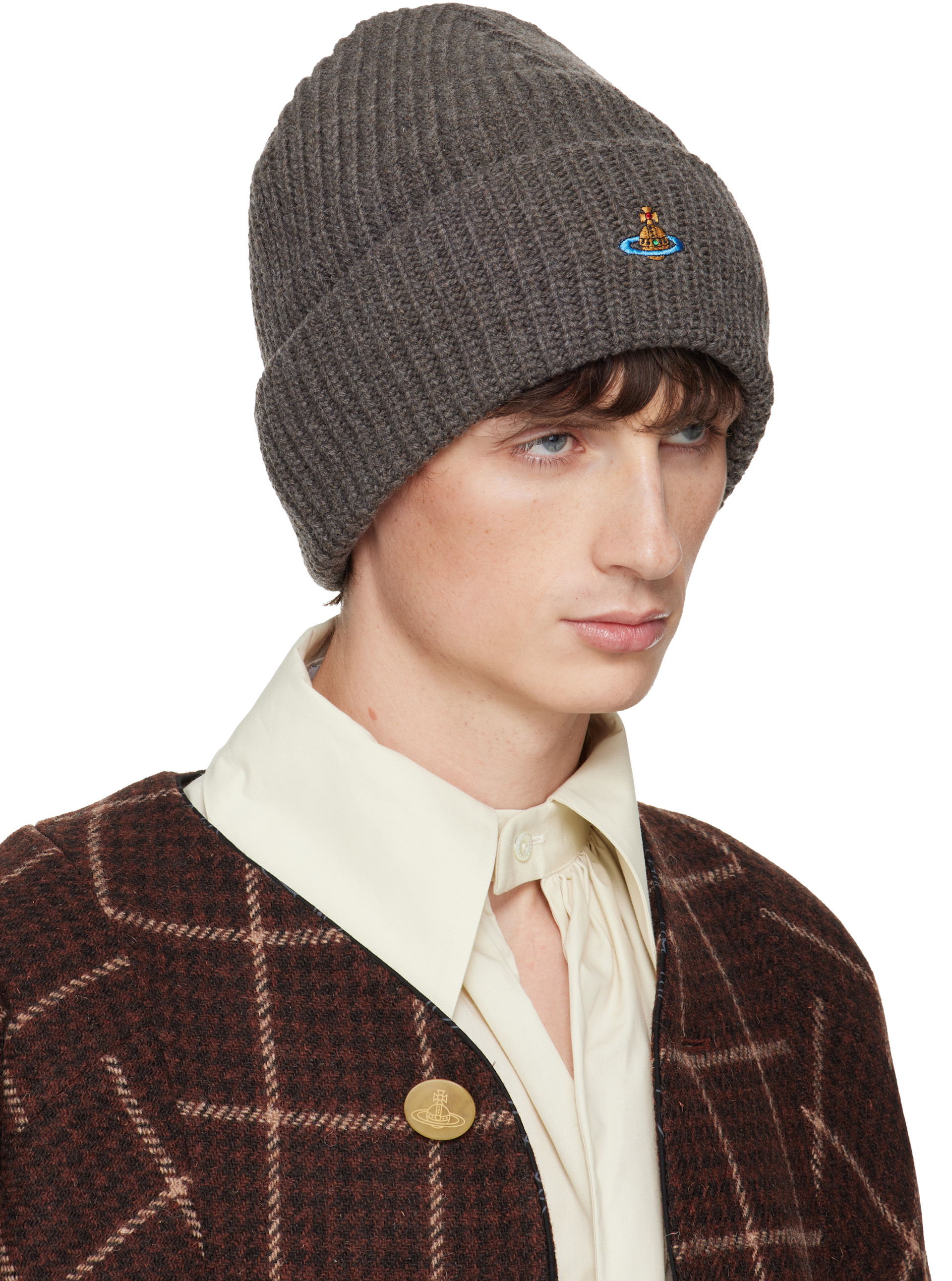 Vivienne Westwood ヴィヴィアンウエストウッド ニット帽 グレー Vivienne Westwood: グレー Sporty ビーニー | SSENSE 日本