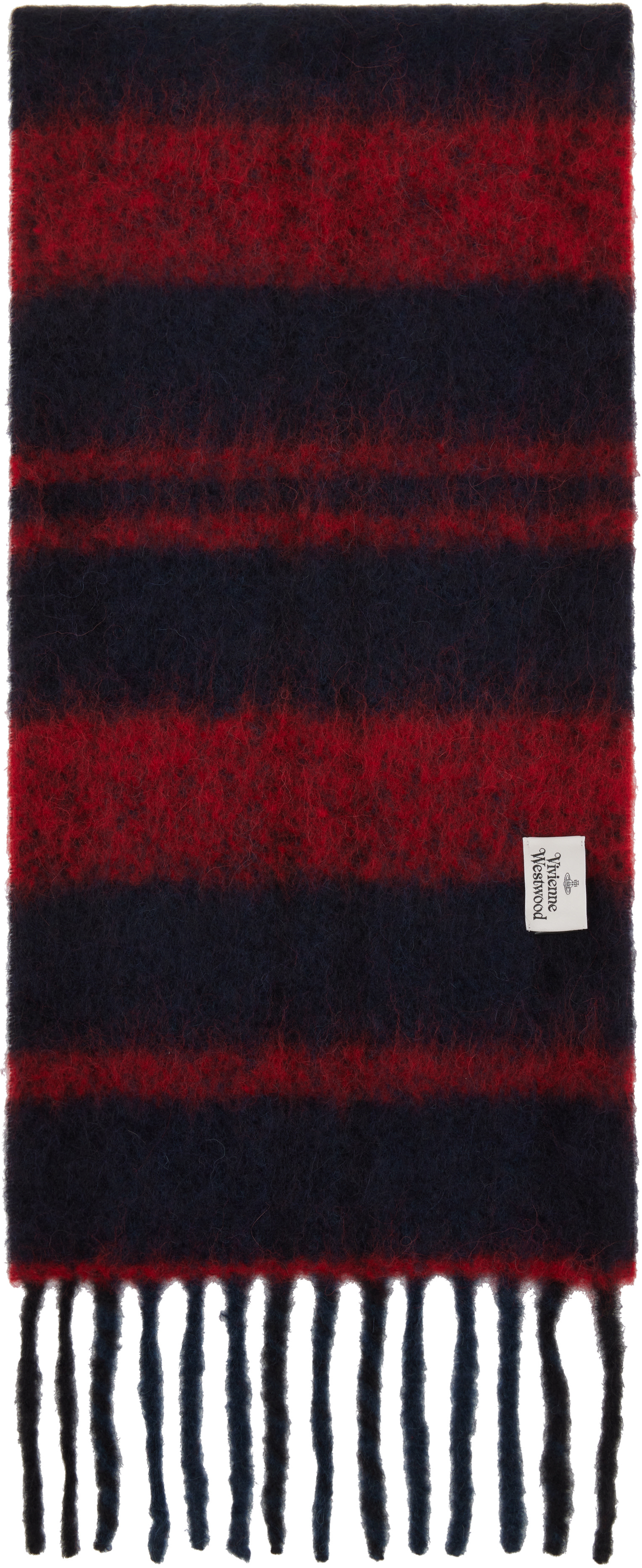 希少 Vivienne Westwood ORB ポンポン付マフラー ボーダー Vivienne Westwood: レッド＆ブラック チャンキーボーダー マフラー