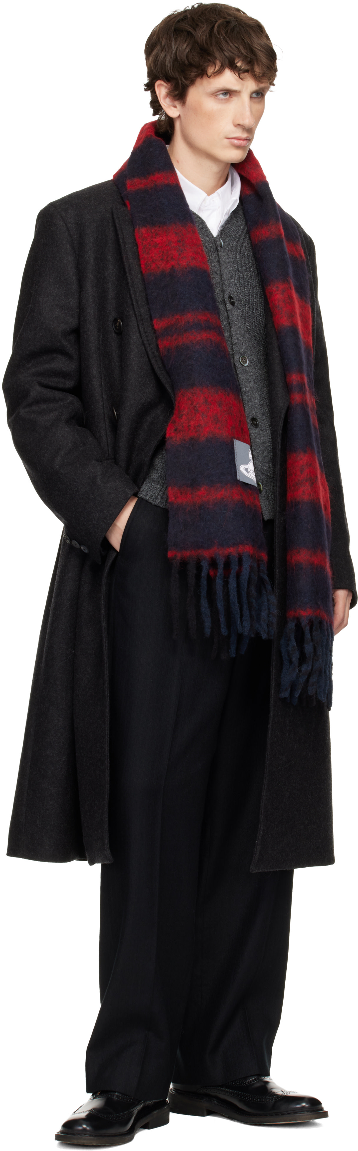 Vivienne Westwood: レッド＆ブラック チャンキーボーダー マフラー