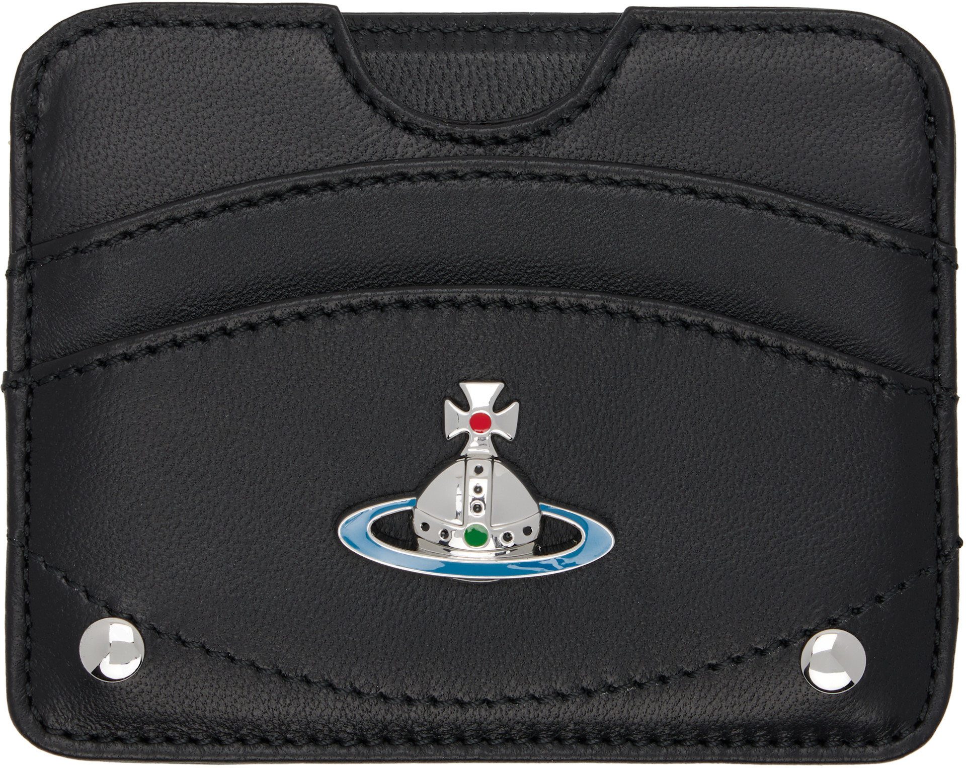 Vivienne Westwood: Black Half Moon Flat Card Holder | SSENSE