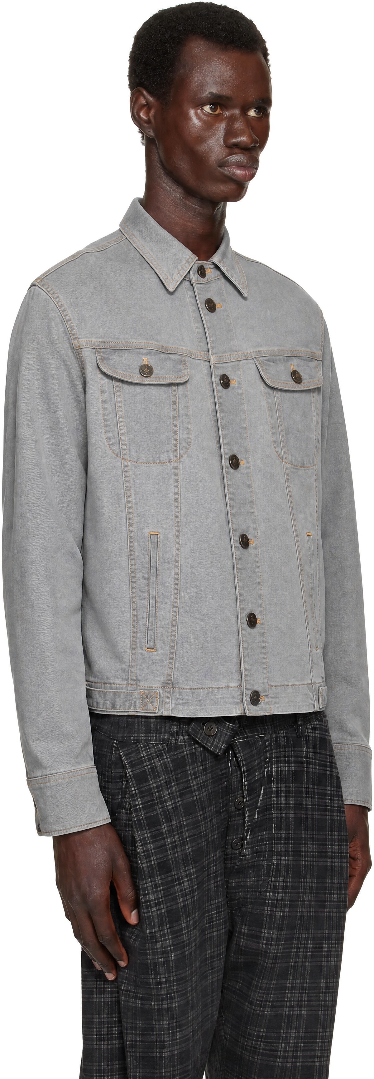 Vivienne Westwood: Gray Stormrider Denim Jacket | SSENSE