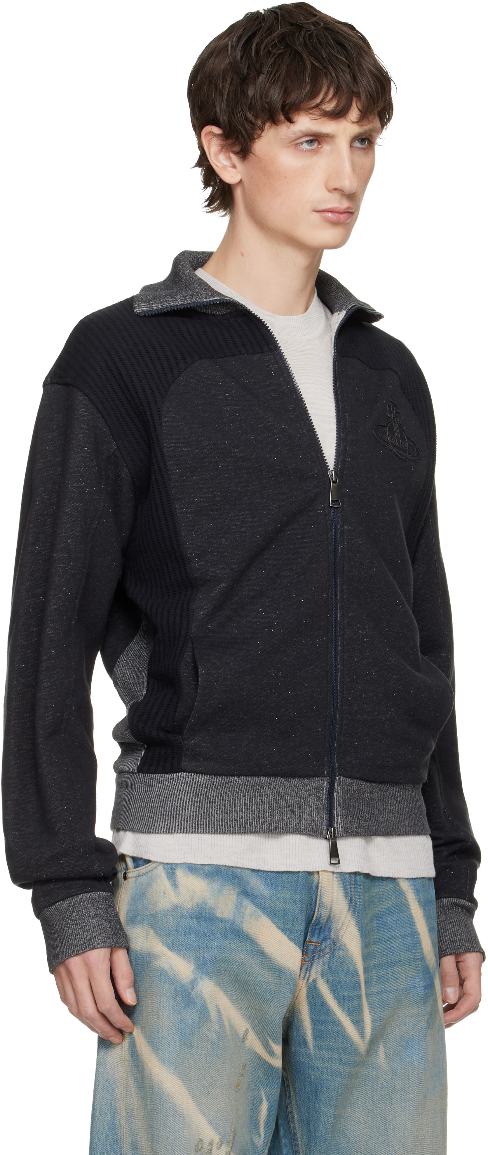 vivienne westwoodストライプ ジップアップジャケット Vivienne Westwood: Gray Alien Track Jacket | SSENSE