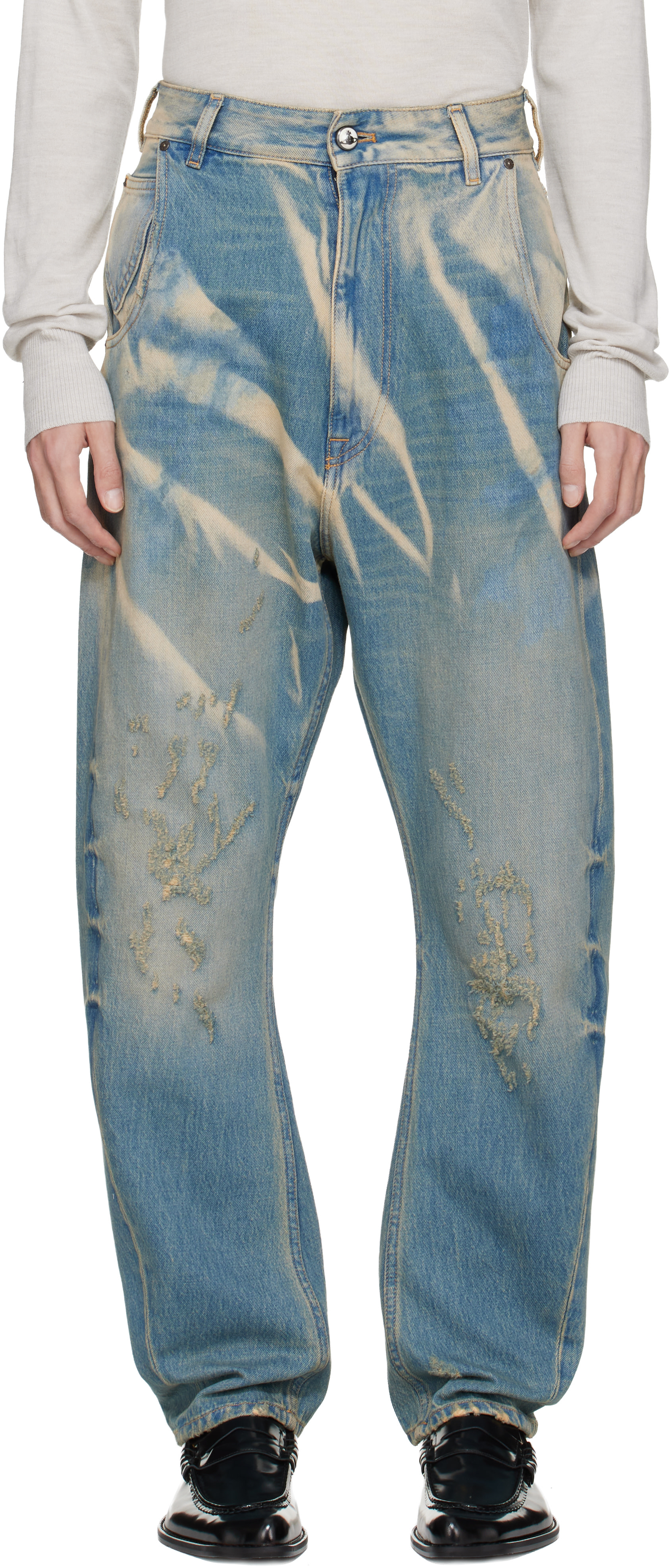 Vivienne Westwood: Blue Buckle Back Jeans | SSENSE Vivienne Westwood: Blue Buckle Back Jeans | SSENSE