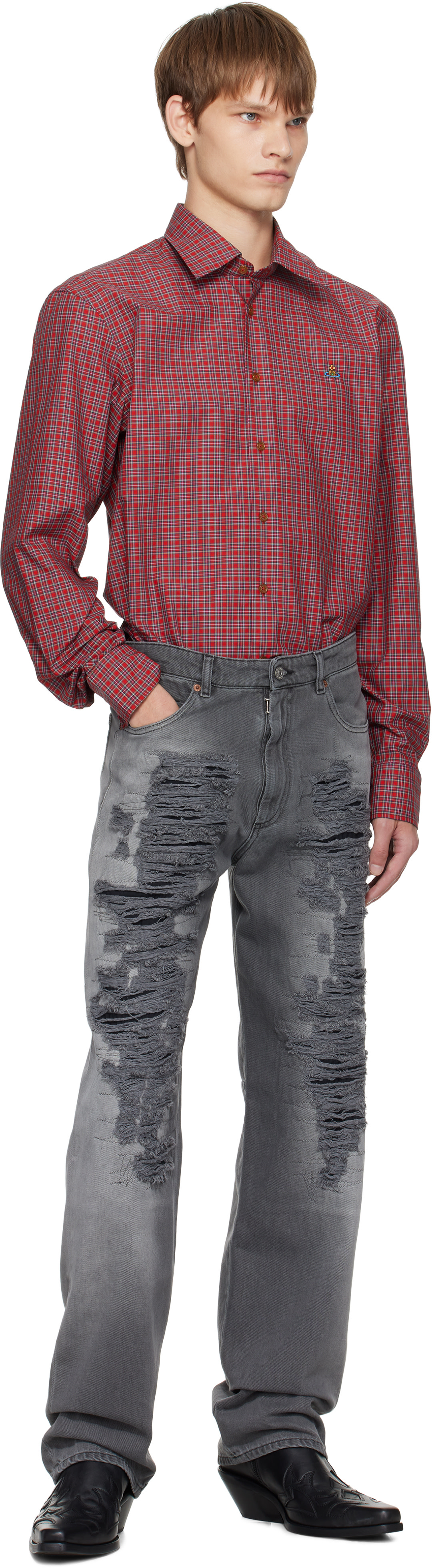 ヴィヴィアン　レッド　シャツ Vivienne Westwood: レッド Ghost シャツ | SSENSE 日本