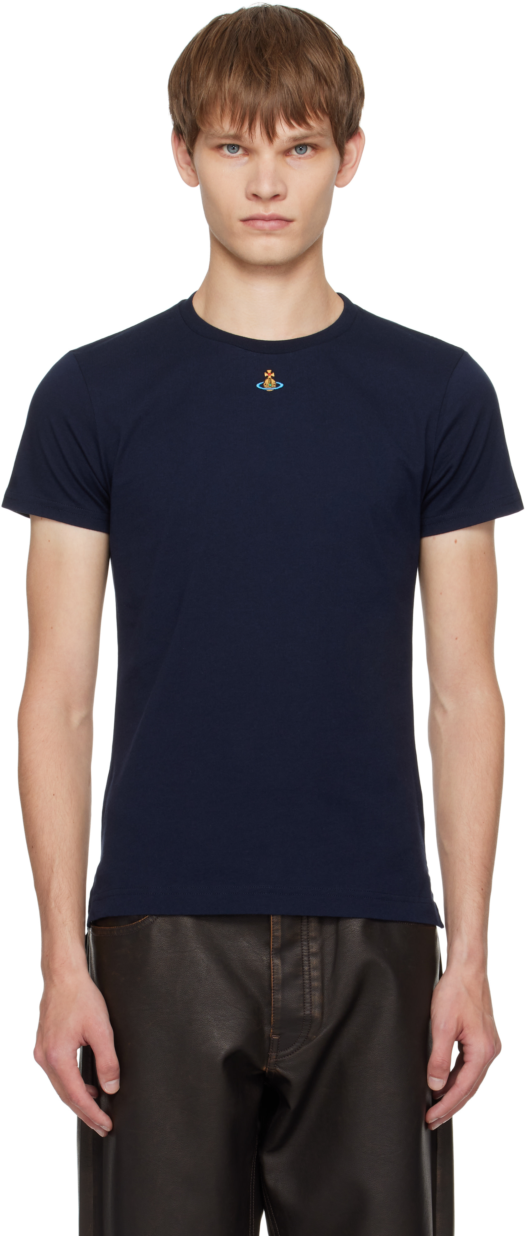 ヴィヴィアンウエストウッド　変形Tシャツ　ネイビー Vivienne Westwood: ネイビー Orb Peru Tシャツ | SSENSE 日本