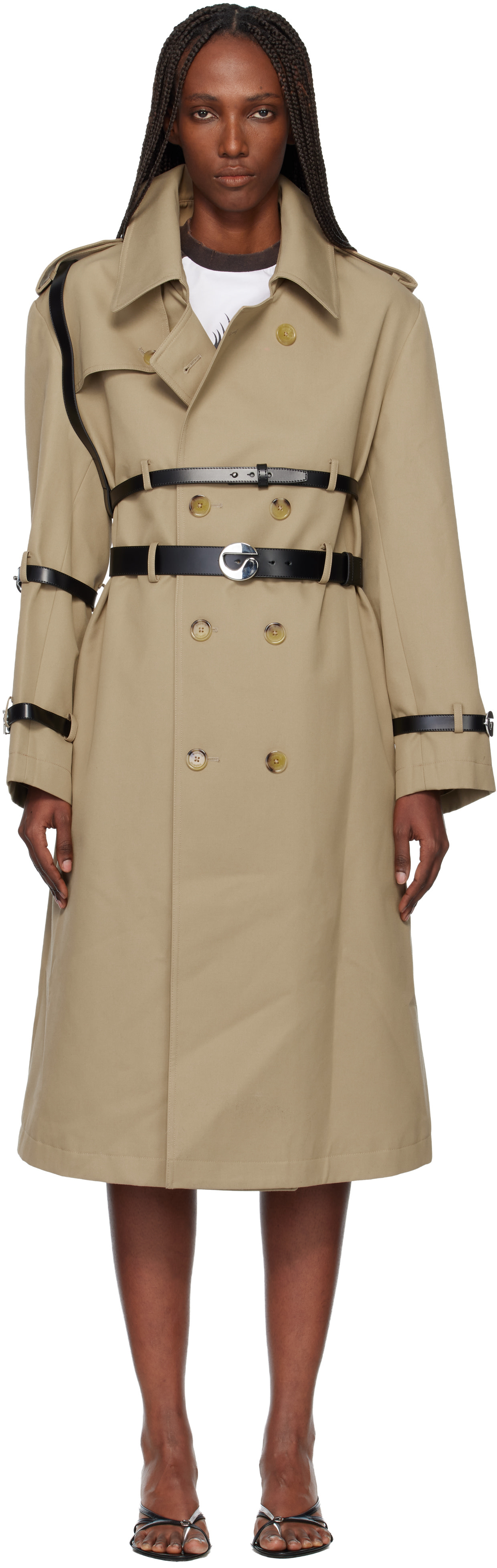 Coperni - Trench beige à ceintures