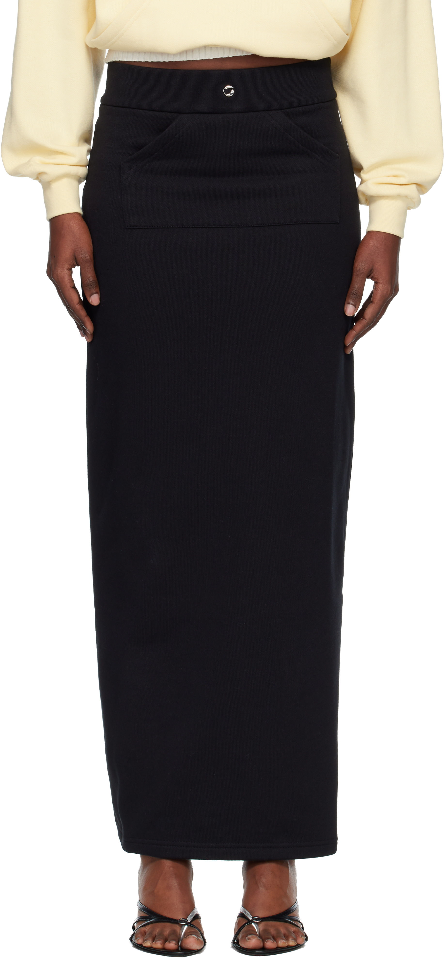 Coperni - Jupe midi noire en molleton de coton