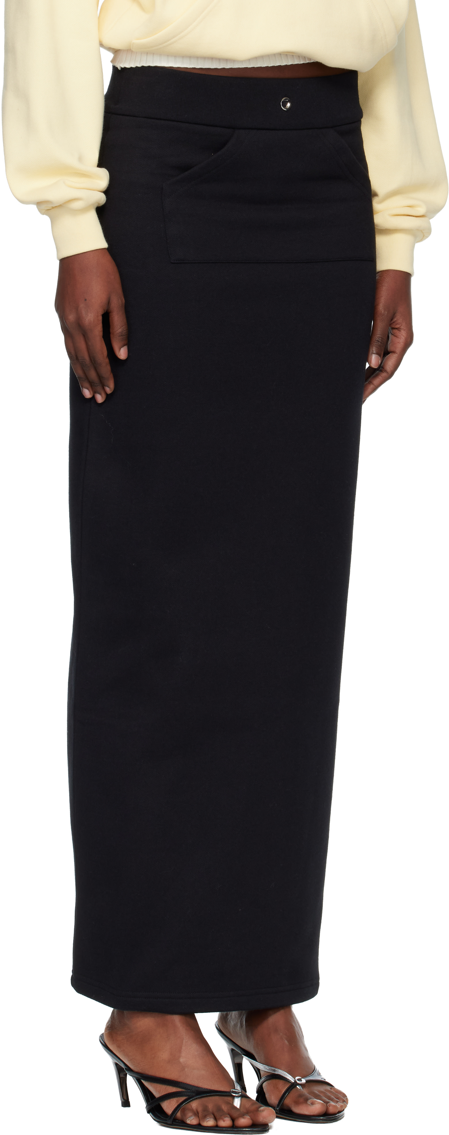 Coperni - Jupe midi noire en molleton de coton